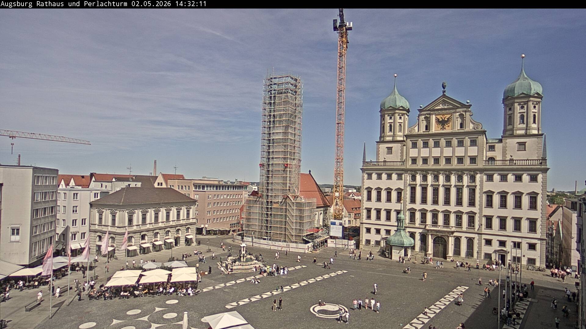 Archiv Foto Webcam Augsburger Rathausplatz und Perlachturm