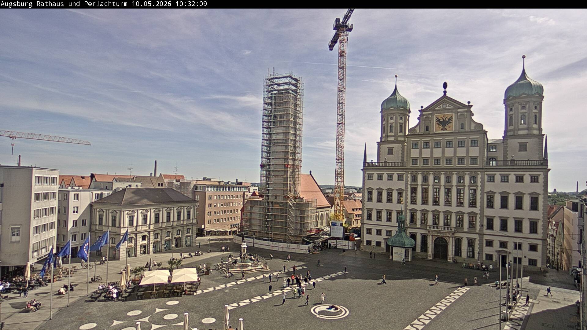 Archiv Foto Webcam Augsburger Rathausplatz und Perlachturm