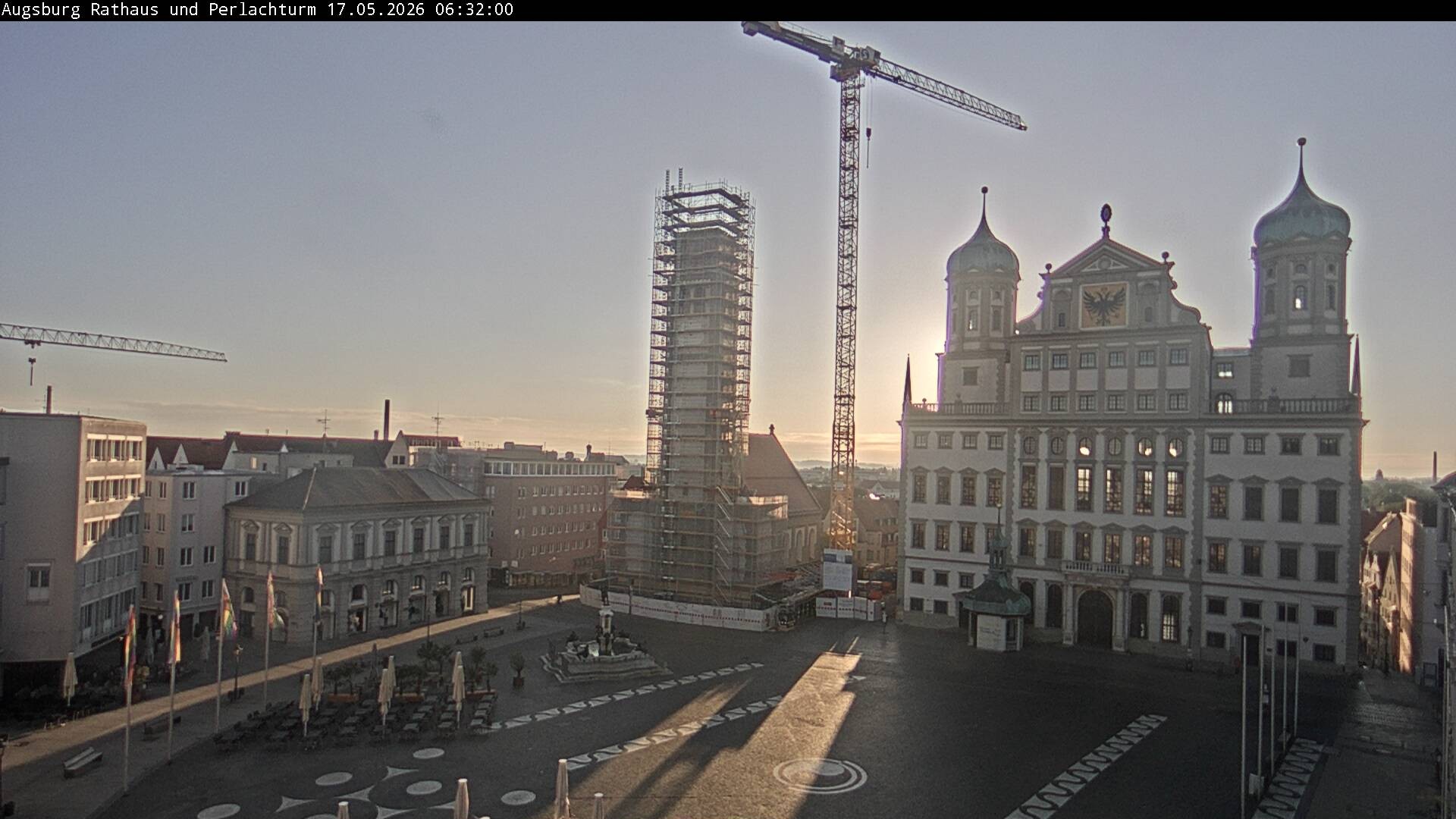Archiv Foto Webcam Augsburger Rathausplatz und Perlachturm