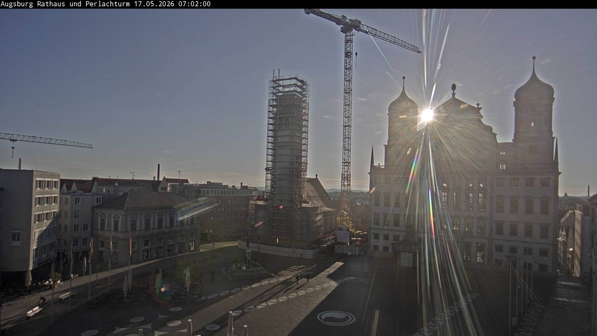 Archiv Foto Webcam Augsburger Rathausplatz und Perlachturm