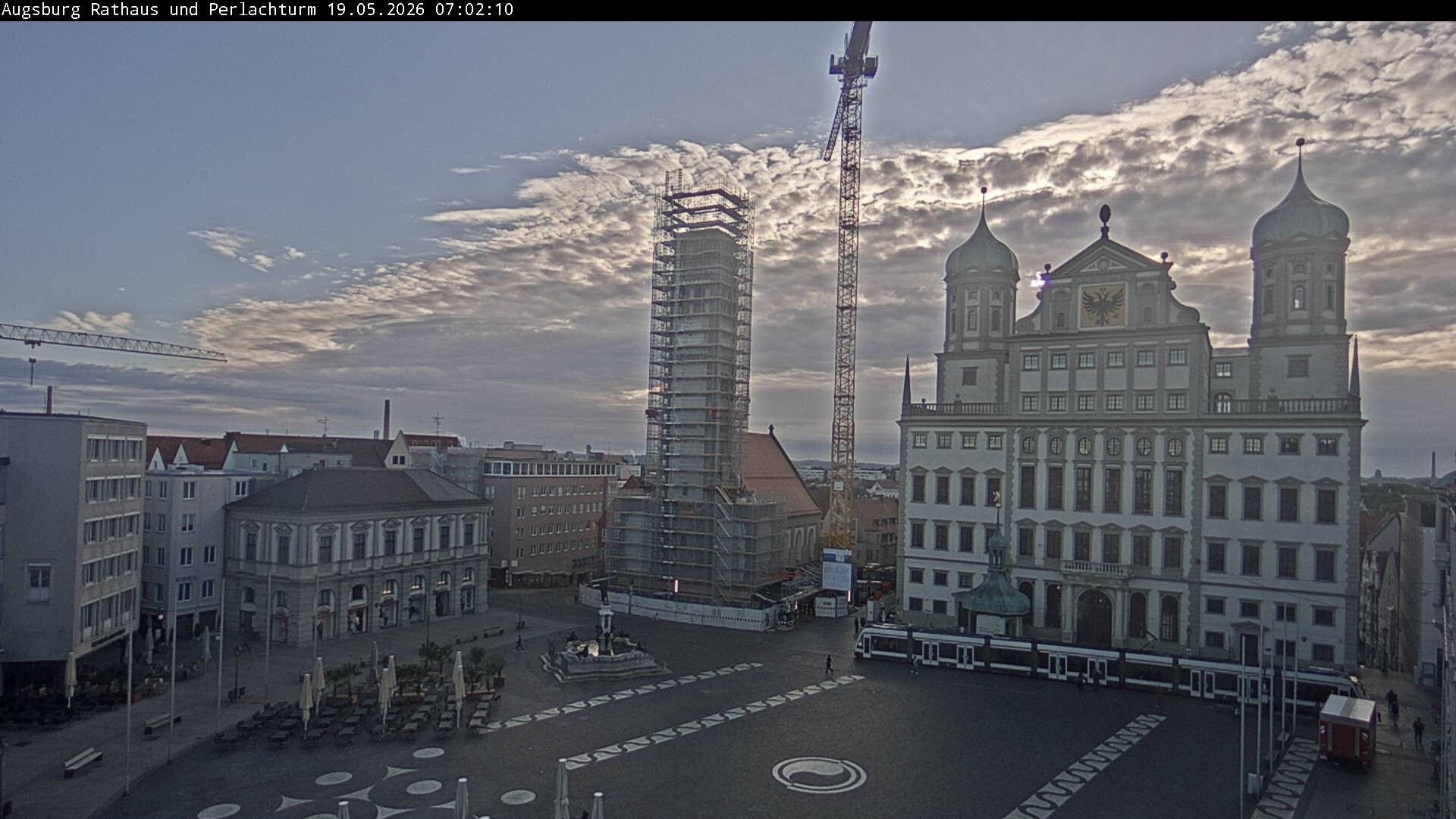 Archiv Foto Webcam Augsburger Rathausplatz und Perlachturm
