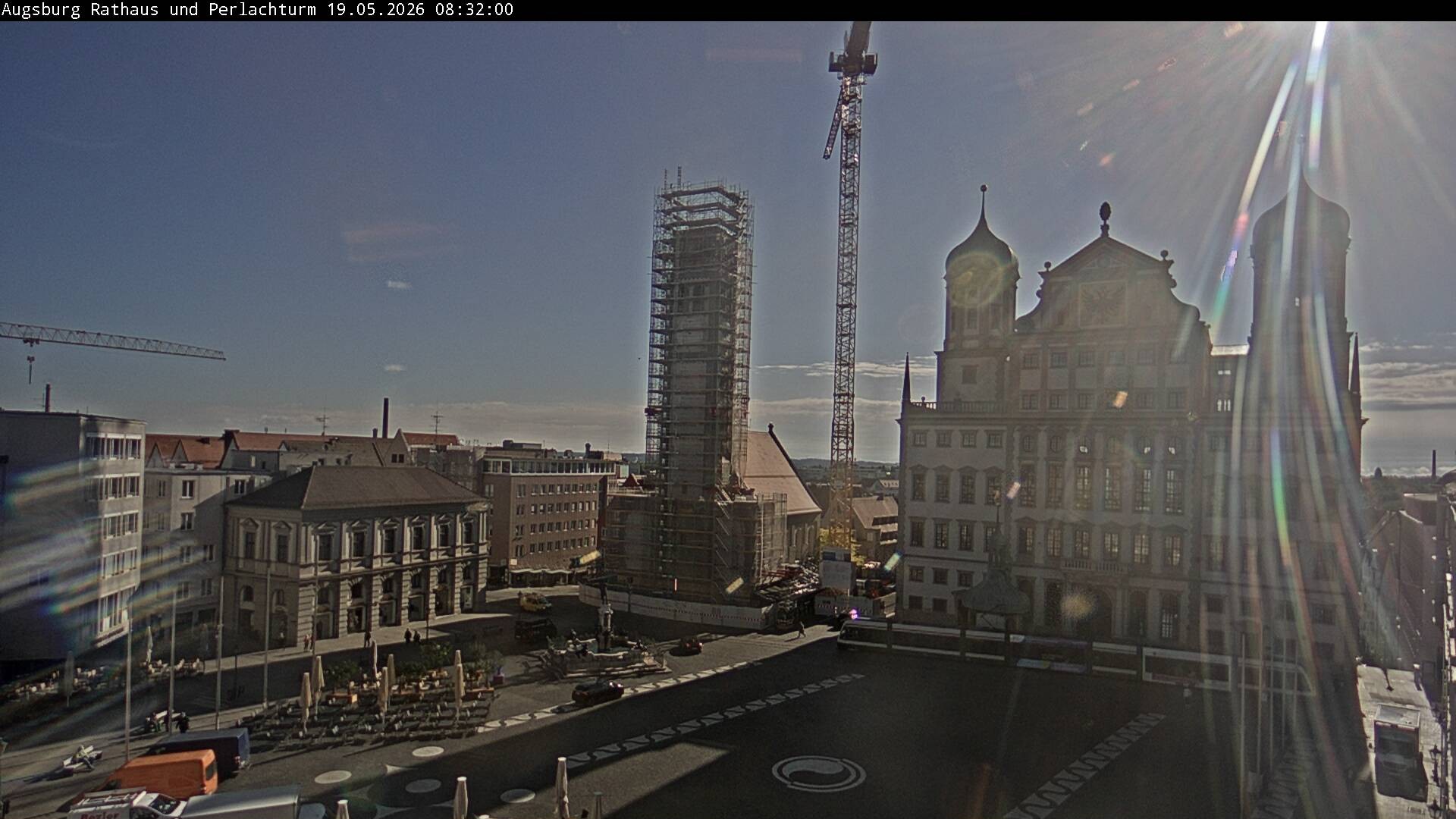 Archiv Foto Webcam Augsburger Rathausplatz und Perlachturm