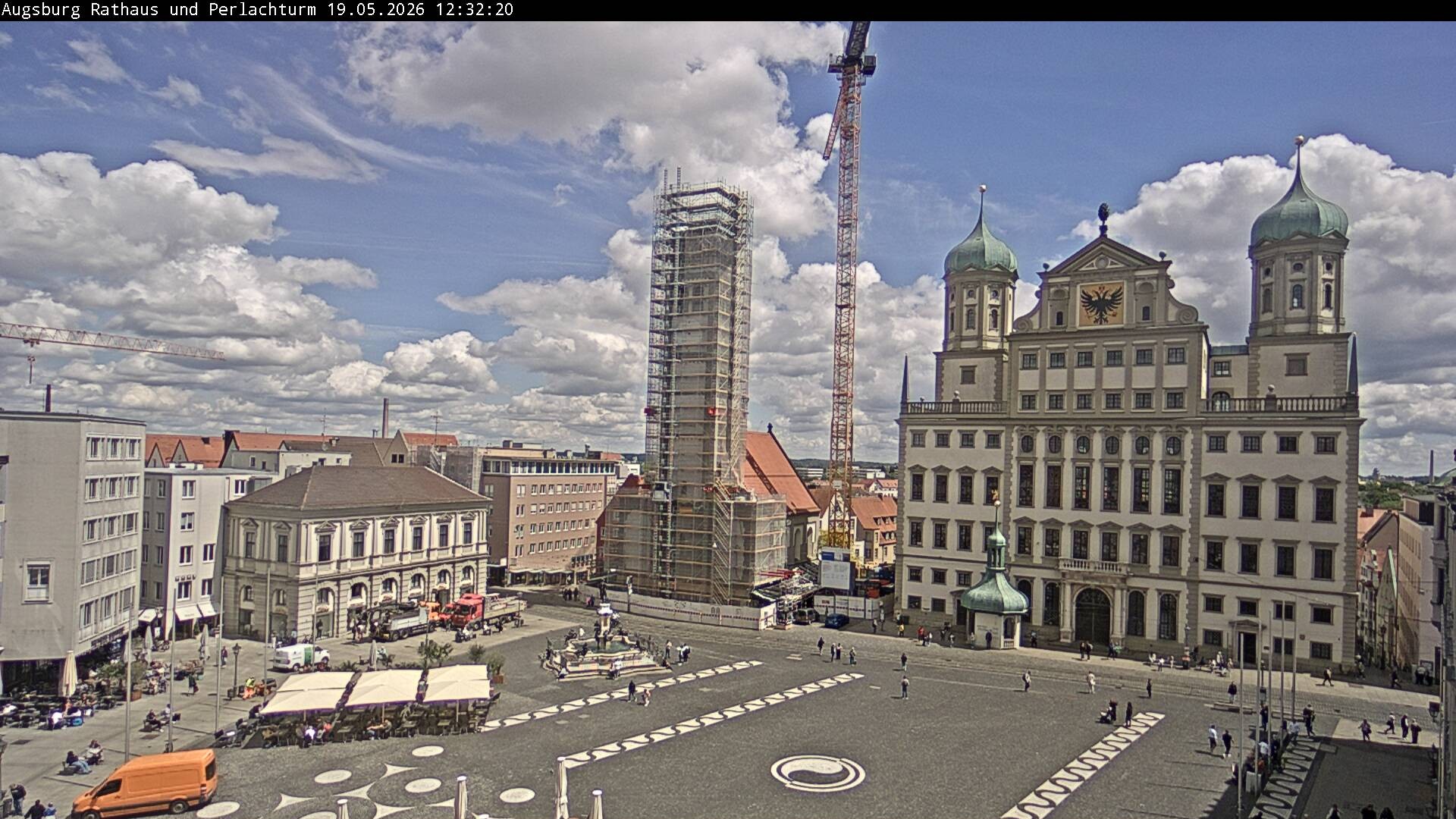 Archiv Foto Webcam Augsburger Rathausplatz und Perlachturm
