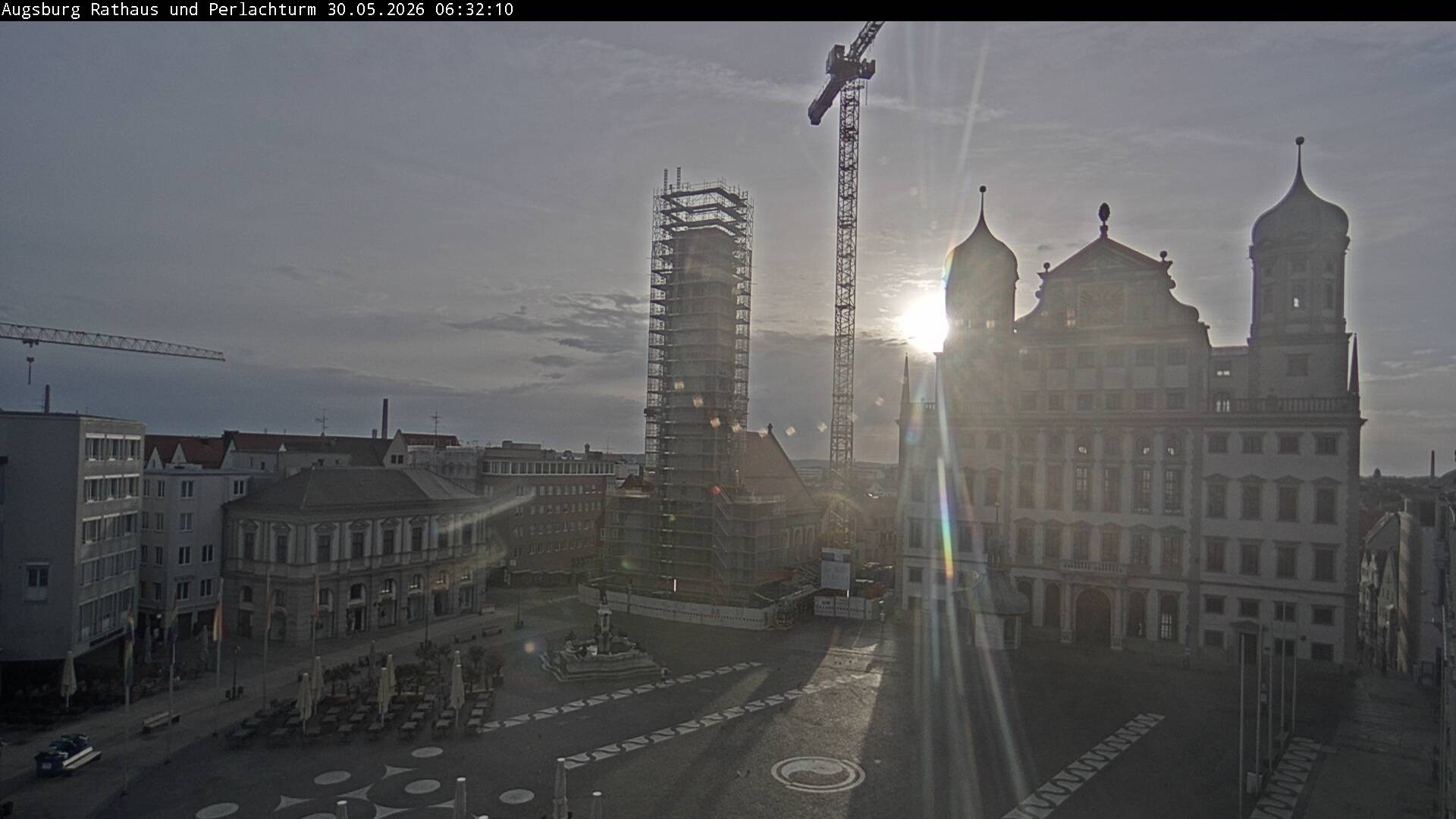 Archiv Foto Webcam Augsburger Rathausplatz und Perlachturm