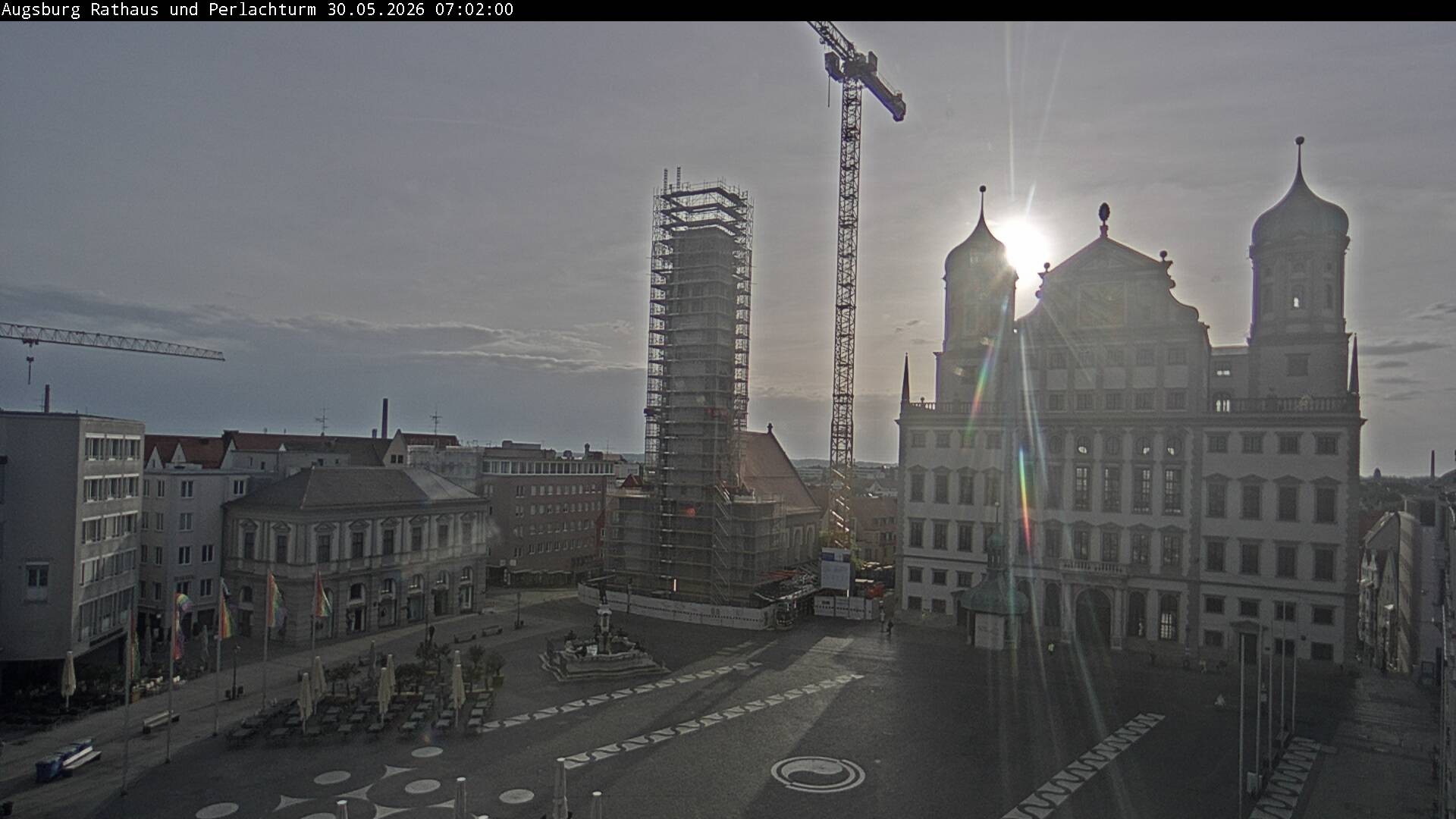 Archiv Foto Webcam Augsburger Rathausplatz und Perlachturm
