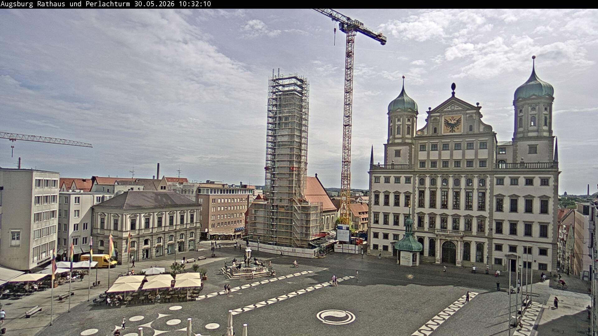 Archiv Foto Webcam Augsburger Rathausplatz und Perlachturm