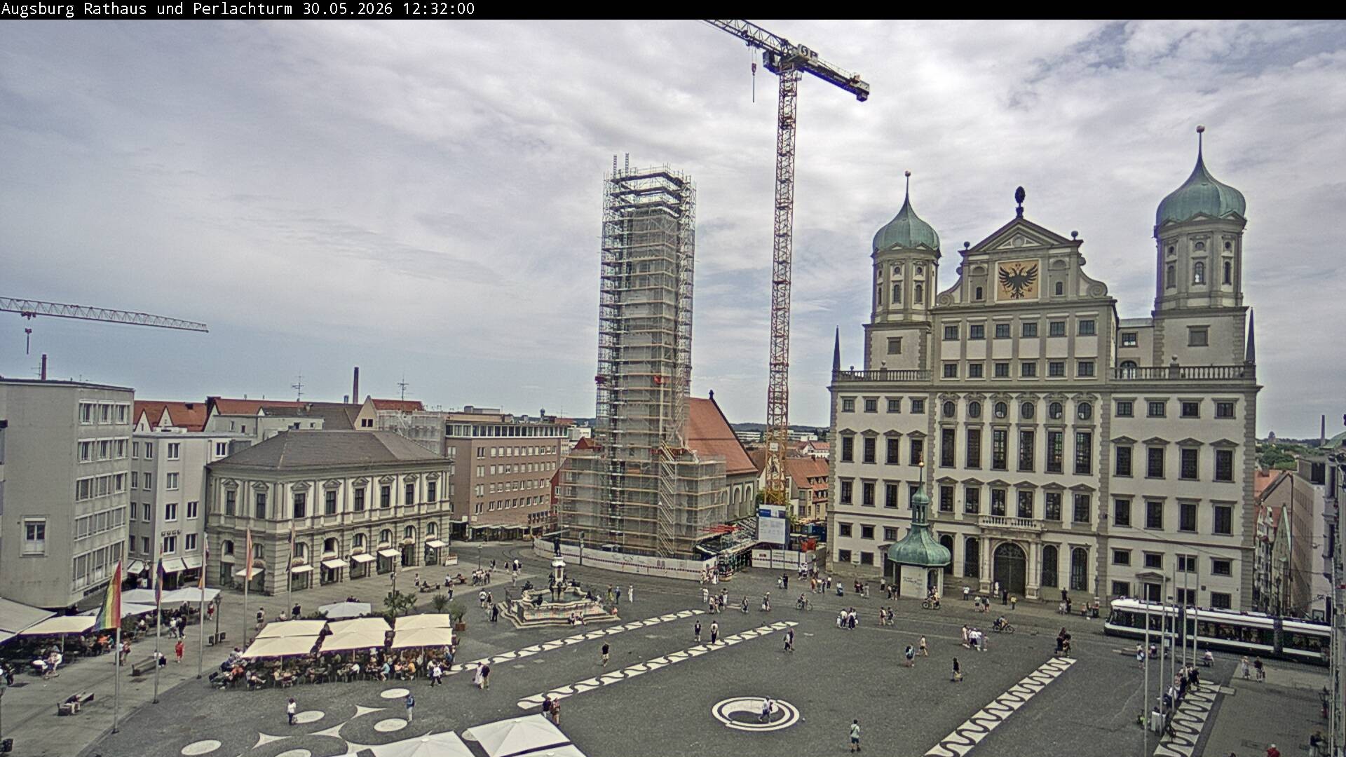 Archiv Foto Webcam Augsburger Rathausplatz und Perlachturm