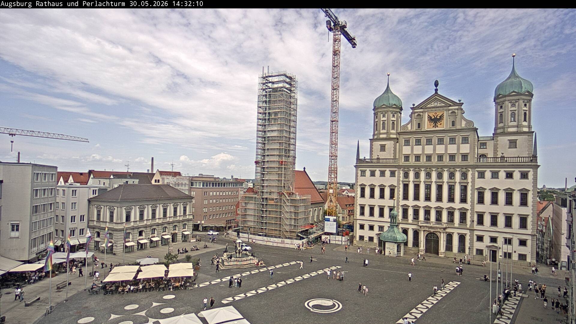 Archiv Foto Webcam Augsburger Rathausplatz und Perlachturm
