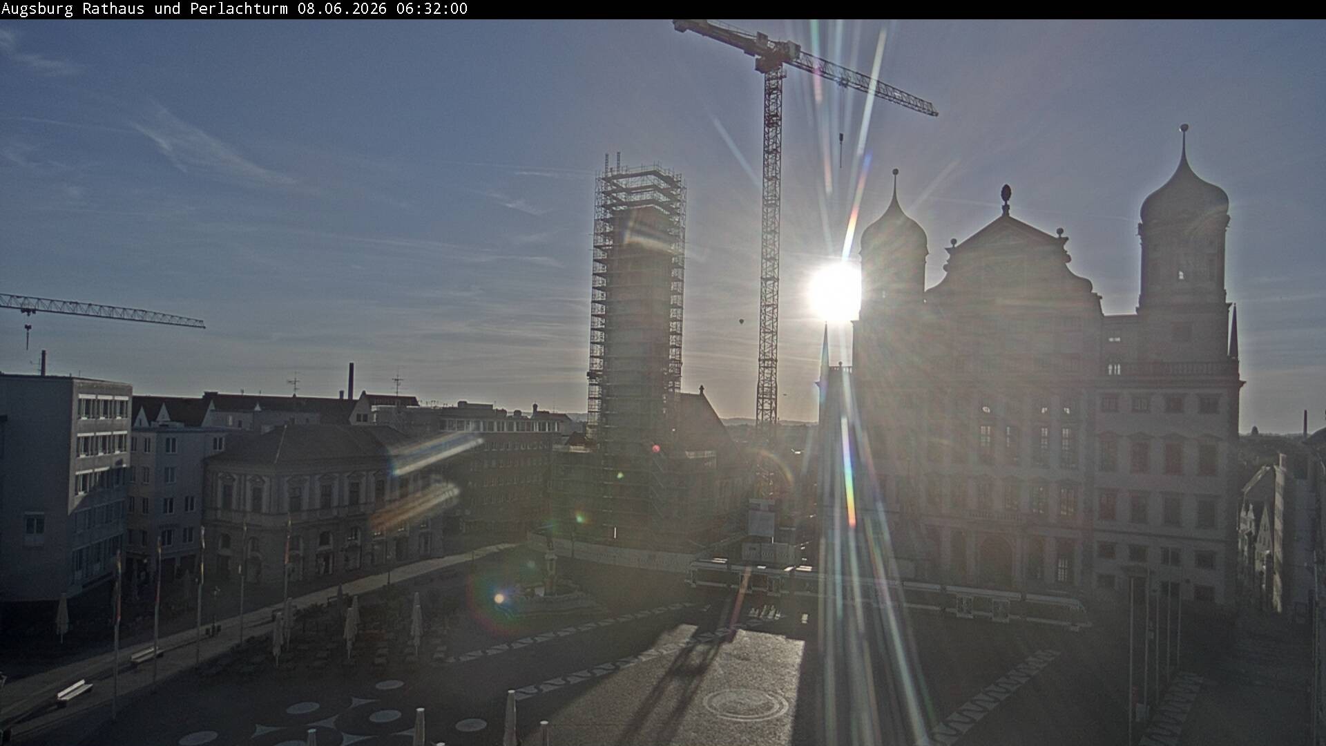 Archiv Foto Webcam Augsburger Rathausplatz und Perlachturm