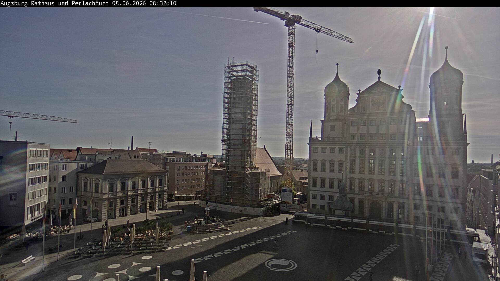 Archiv Foto Webcam Augsburger Rathausplatz und Perlachturm