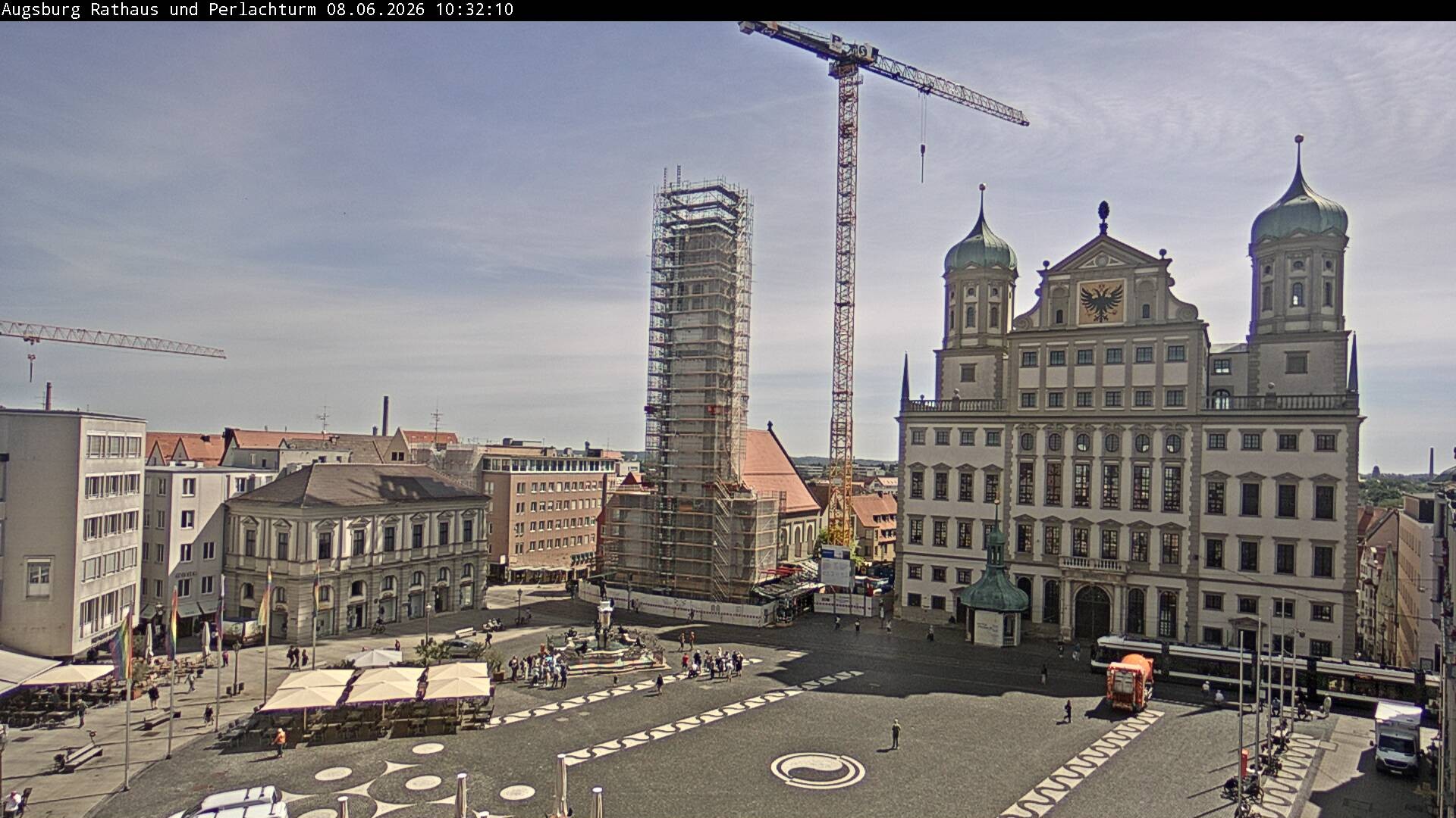 Archiv Foto Webcam Augsburger Rathausplatz und Perlachturm