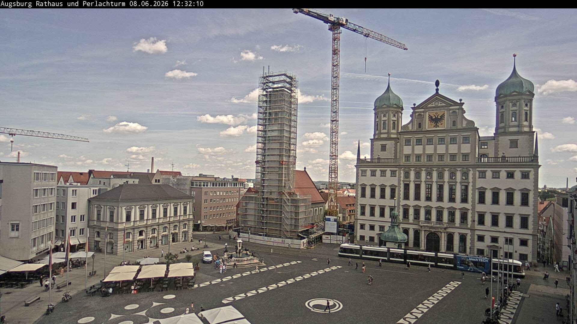 Archiv Foto Webcam Augsburger Rathausplatz und Perlachturm