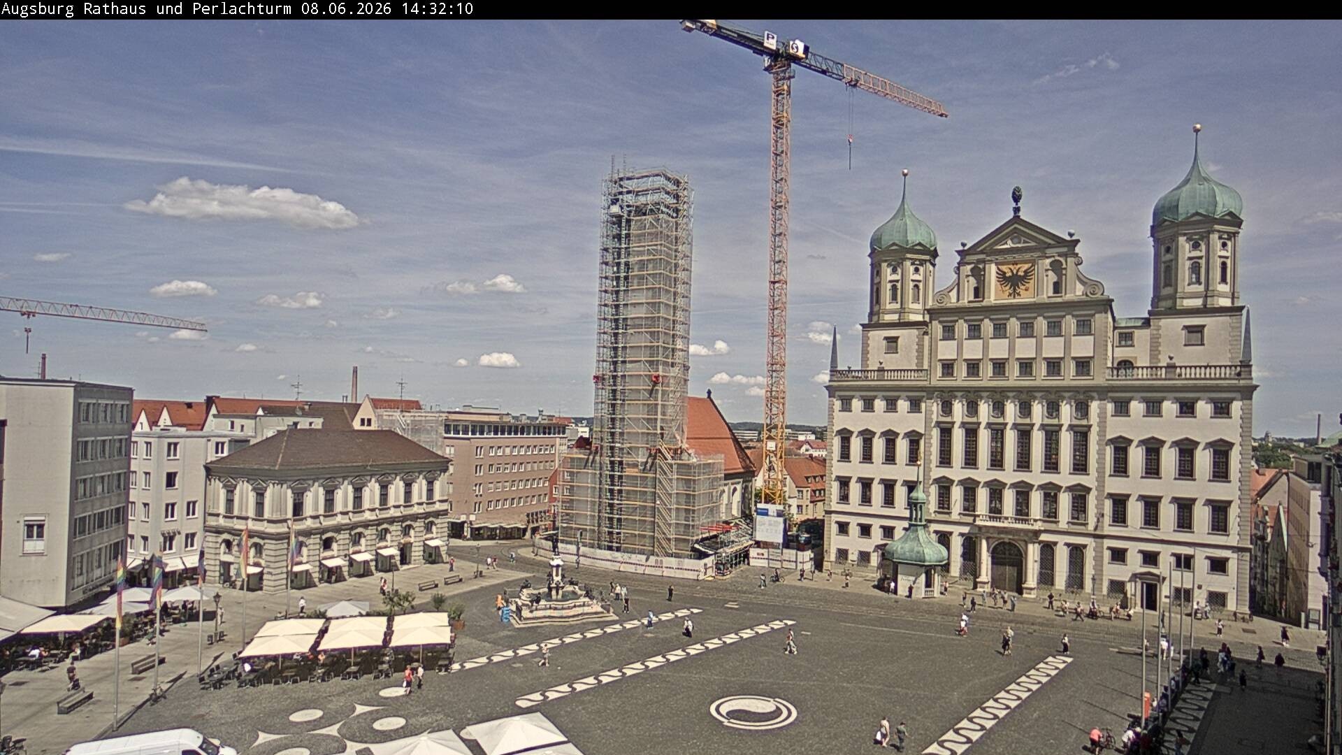 Archiv Foto Webcam Augsburger Rathausplatz und Perlachturm