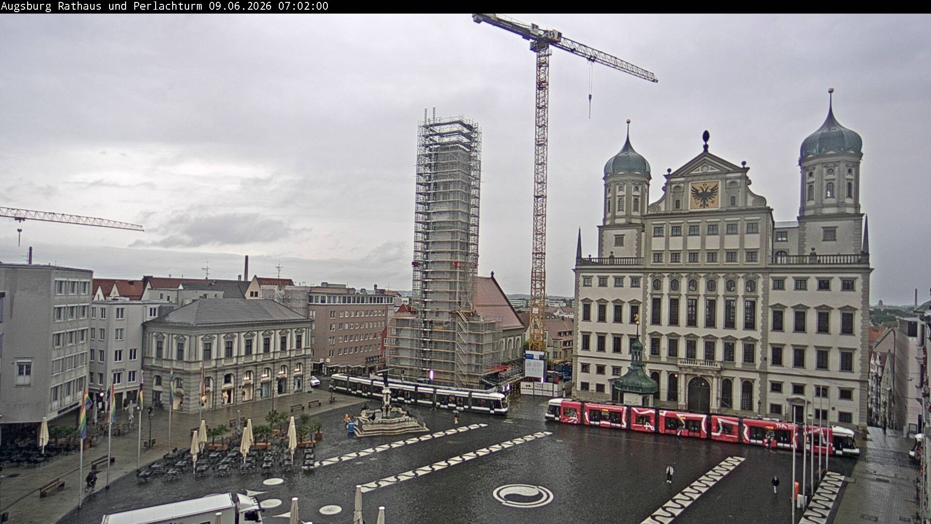 Archiv Foto Webcam Augsburger Rathausplatz und Perlachturm