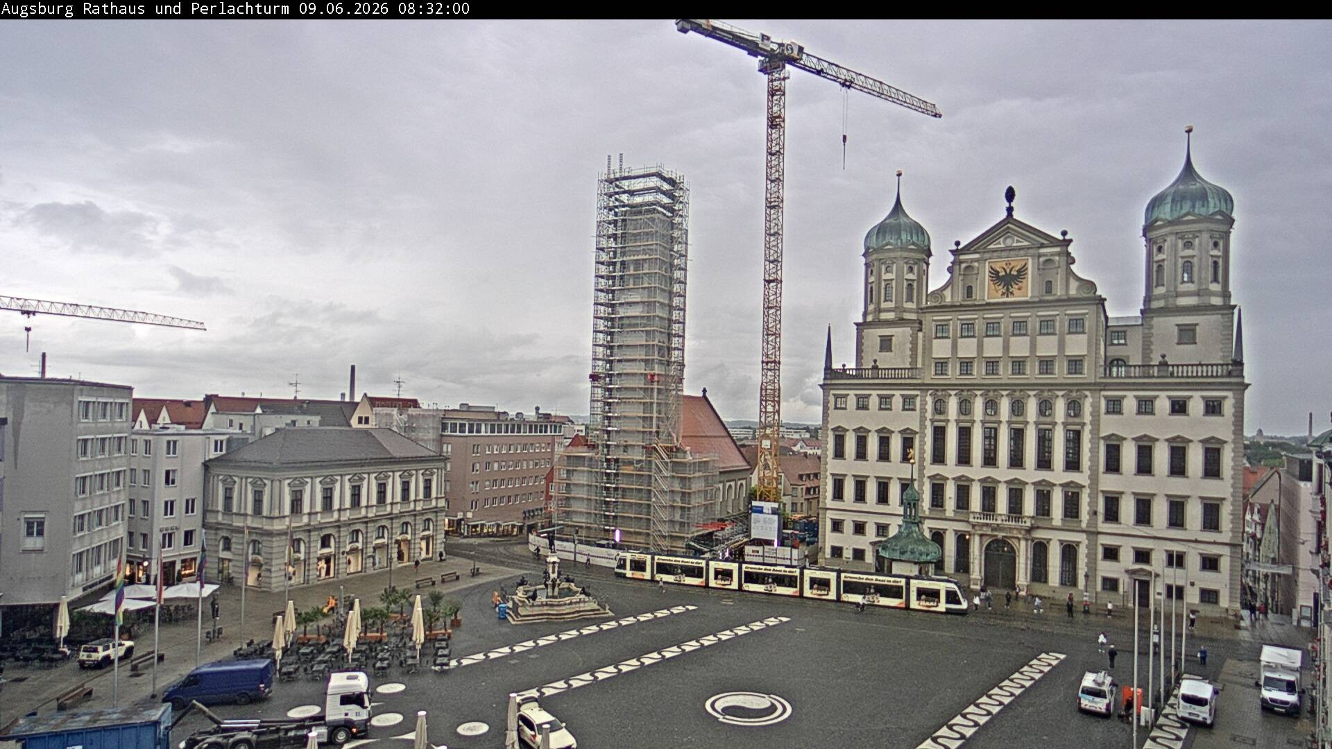 Archiv Foto Webcam Augsburger Rathausplatz und Perlachturm