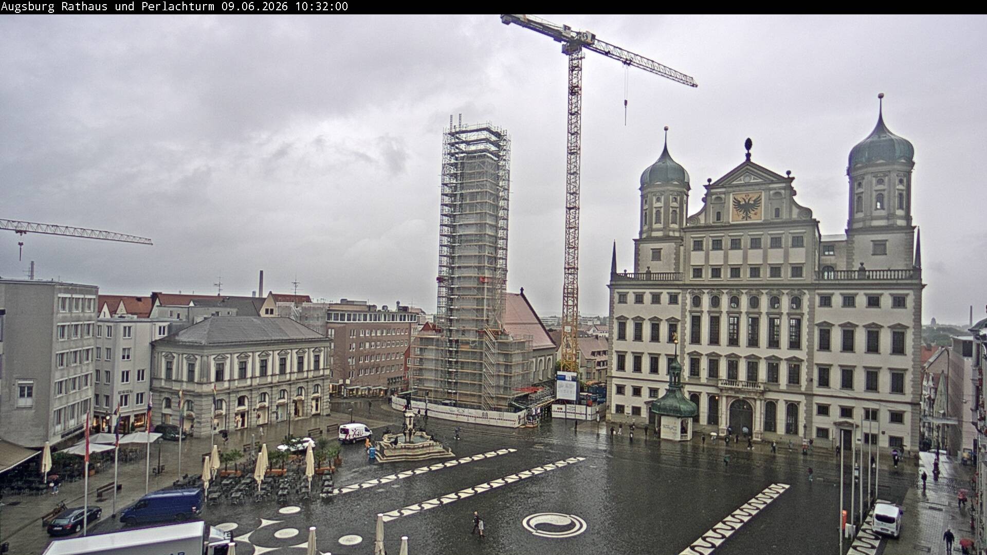 Archiv Foto Webcam Augsburger Rathausplatz und Perlachturm