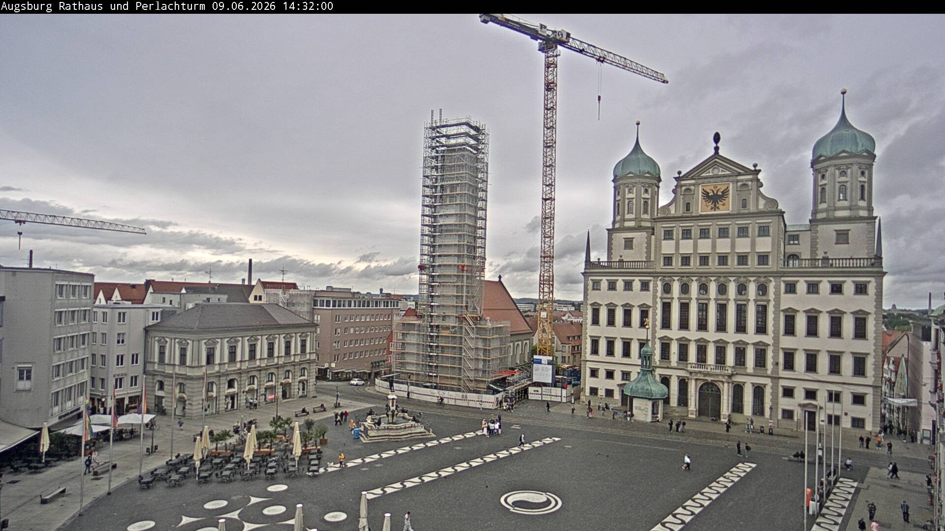 Archiv Foto Webcam Augsburger Rathausplatz und Perlachturm