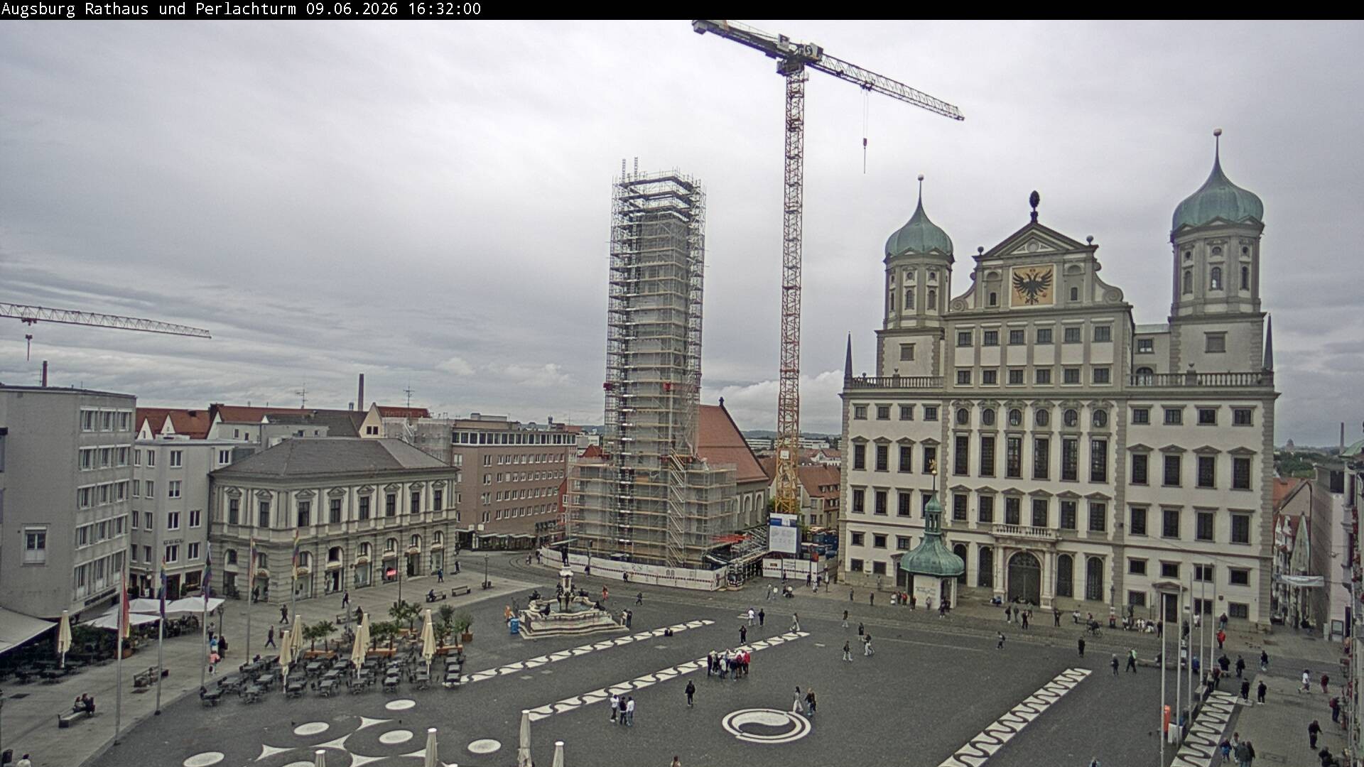 Archiv Foto Webcam Augsburger Rathausplatz und Perlachturm