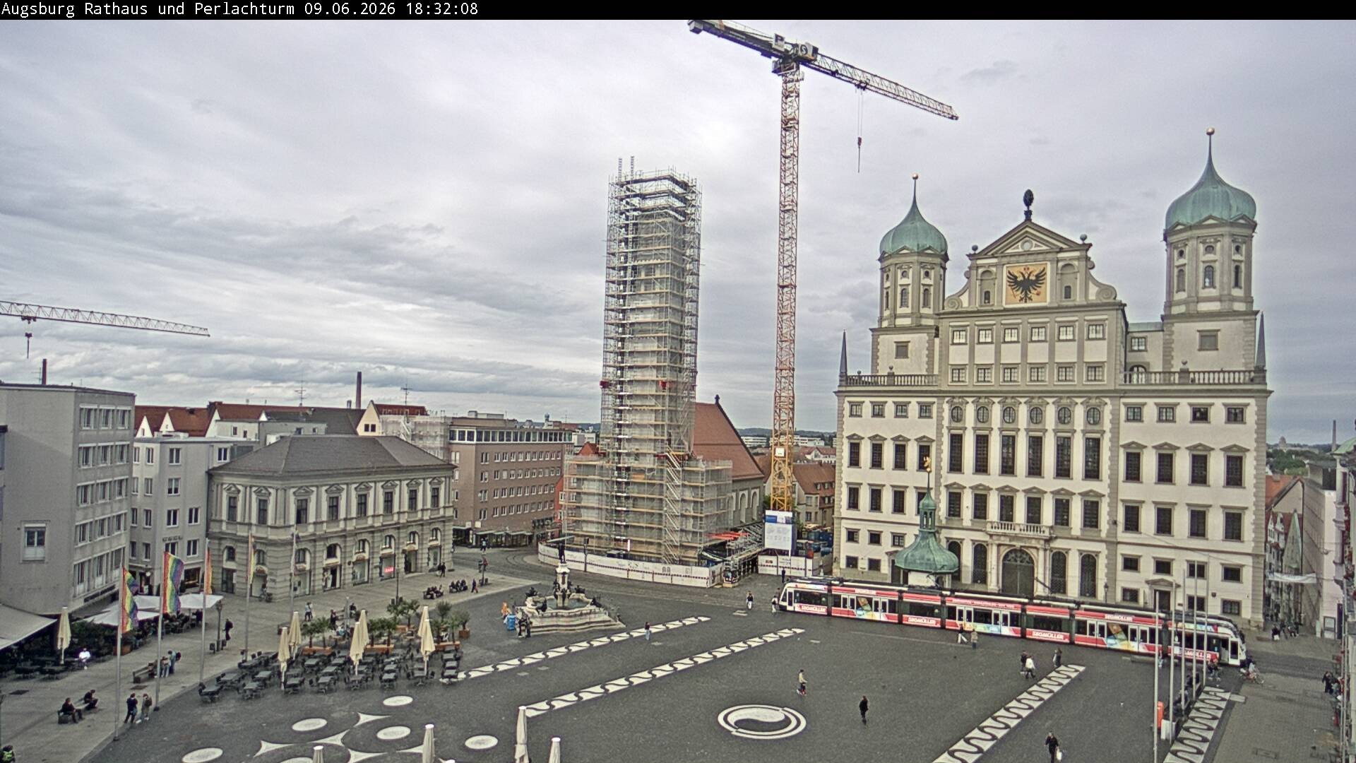 Archiv Foto Webcam Augsburger Rathausplatz und Perlachturm