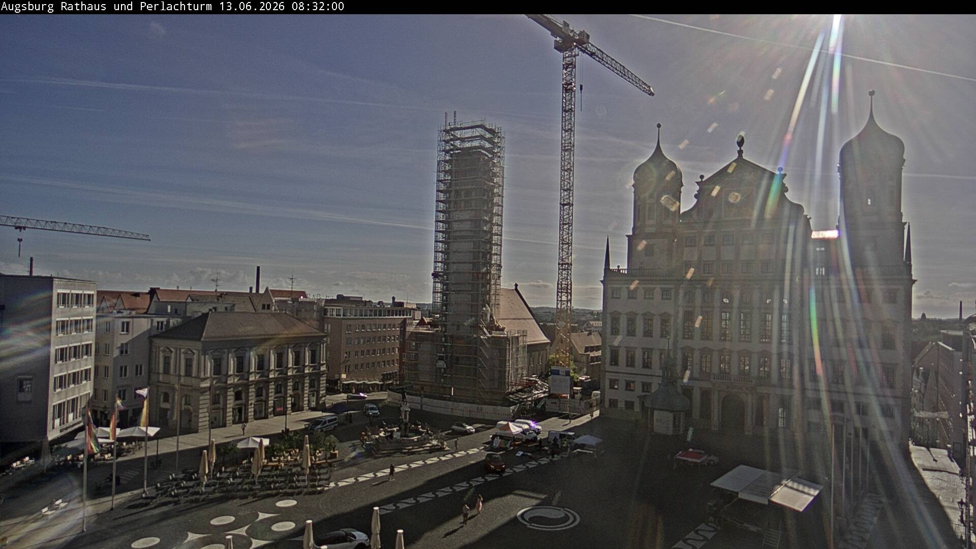 Archiv Foto Webcam Augsburger Rathausplatz und Perlachturm