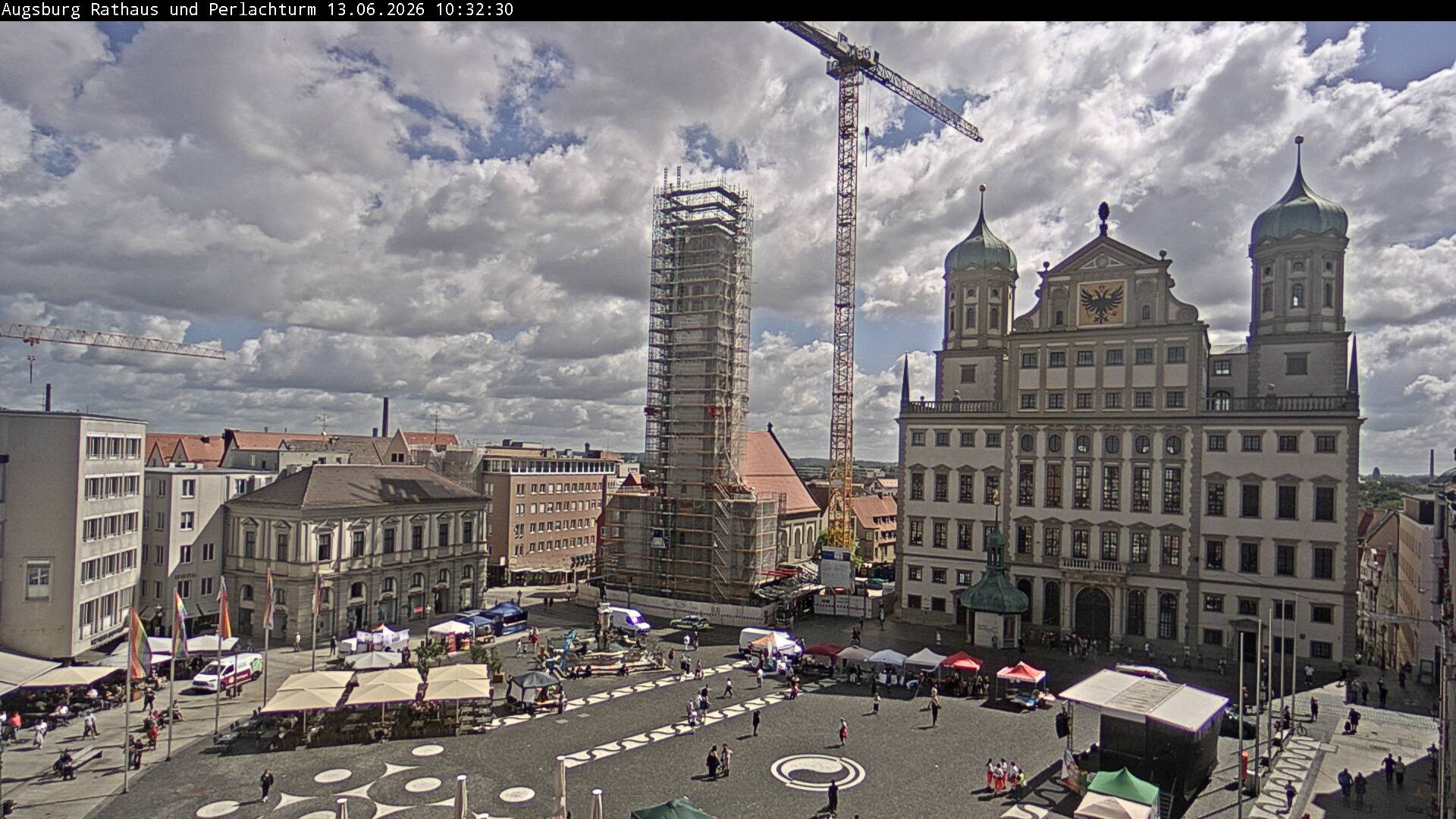 Archiv Foto Webcam Augsburger Rathausplatz und Perlachturm