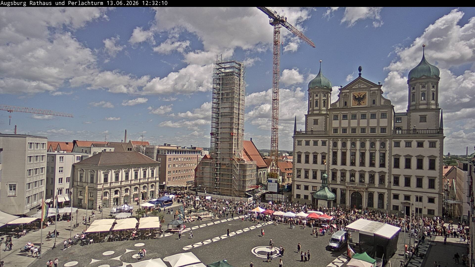 Archiv Foto Webcam Augsburger Rathausplatz und Perlachturm