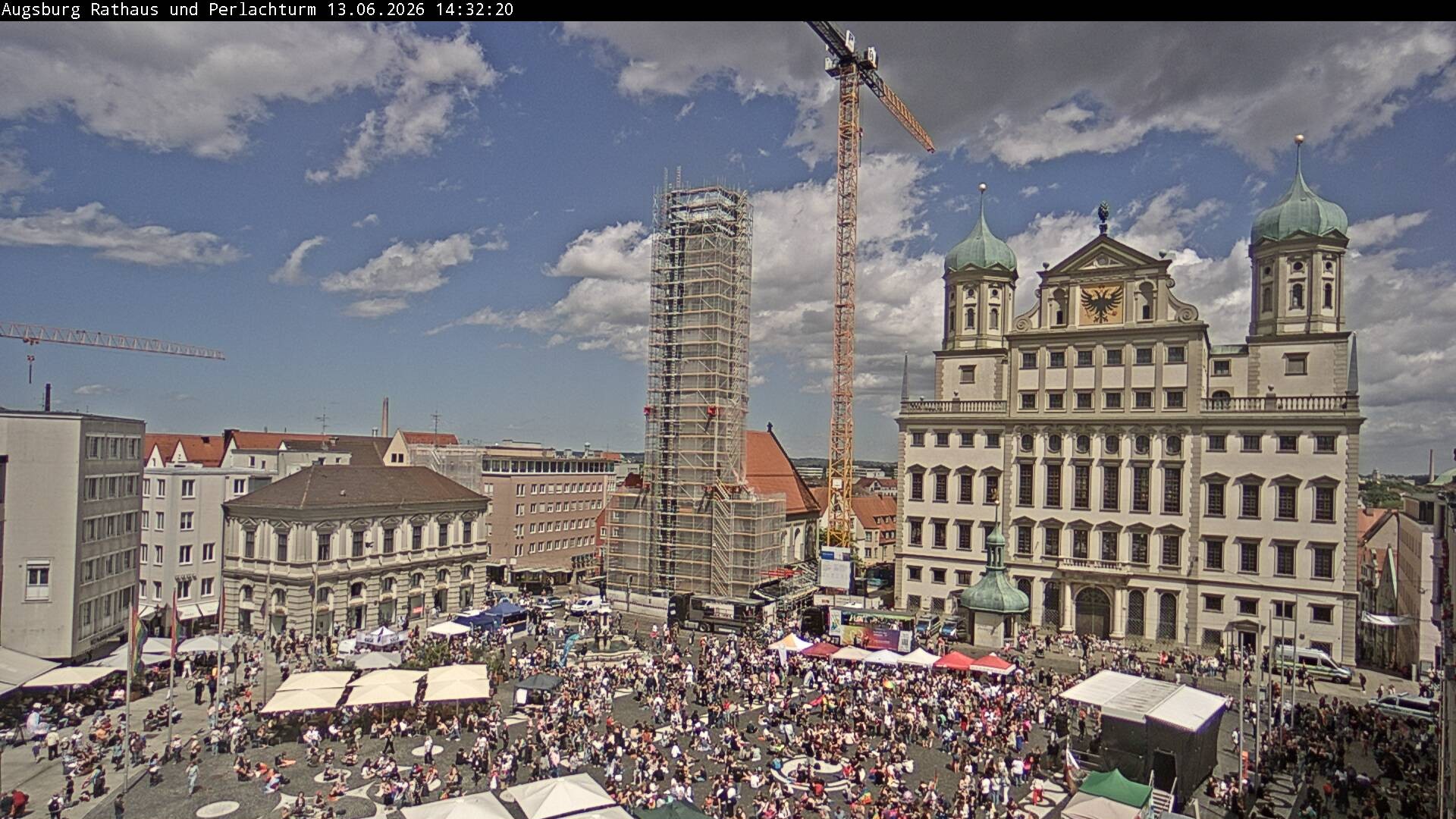 Archiv Foto Webcam Augsburger Rathausplatz und Perlachturm