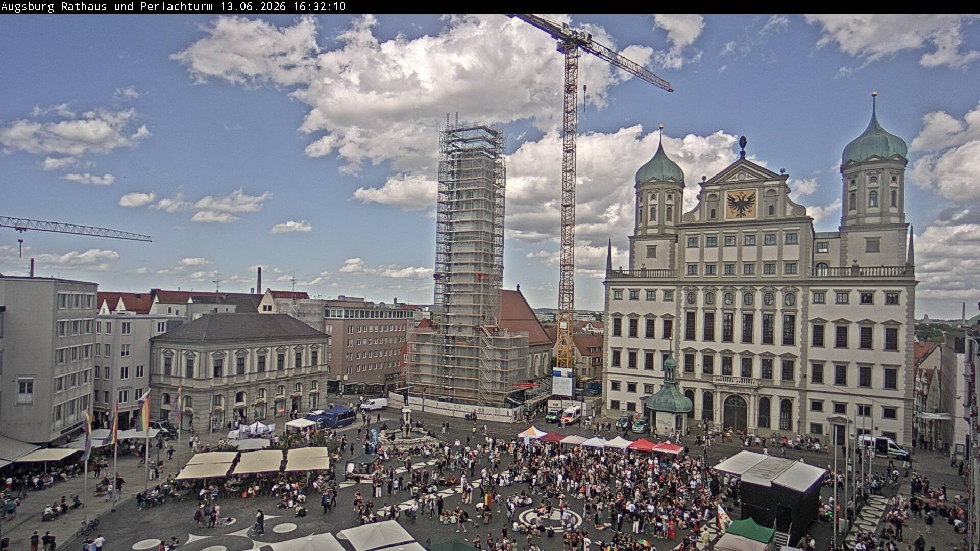 Archiv Foto Webcam Augsburger Rathausplatz und Perlachturm