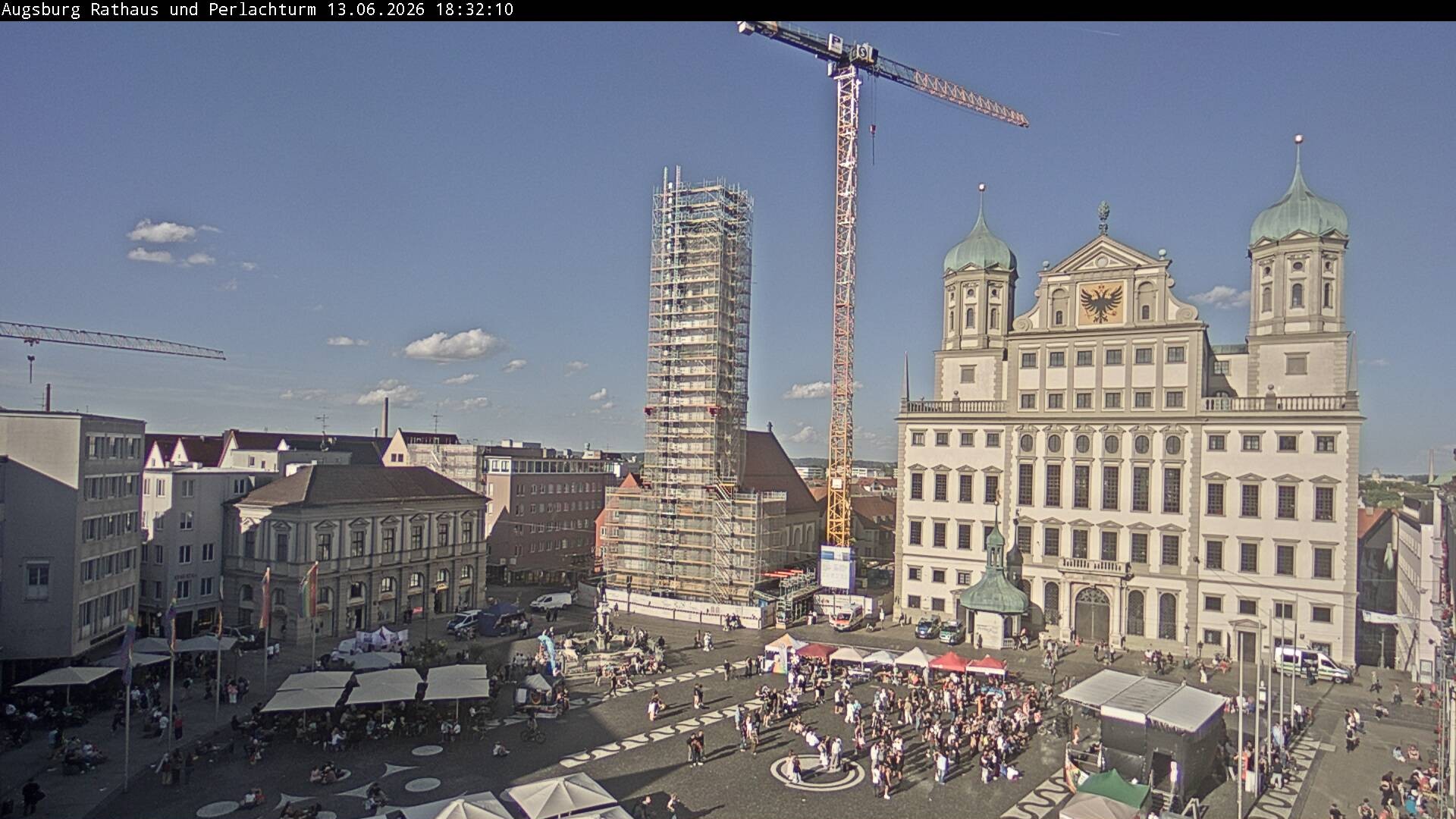 Archiv Foto Webcam Augsburger Rathausplatz und Perlachturm