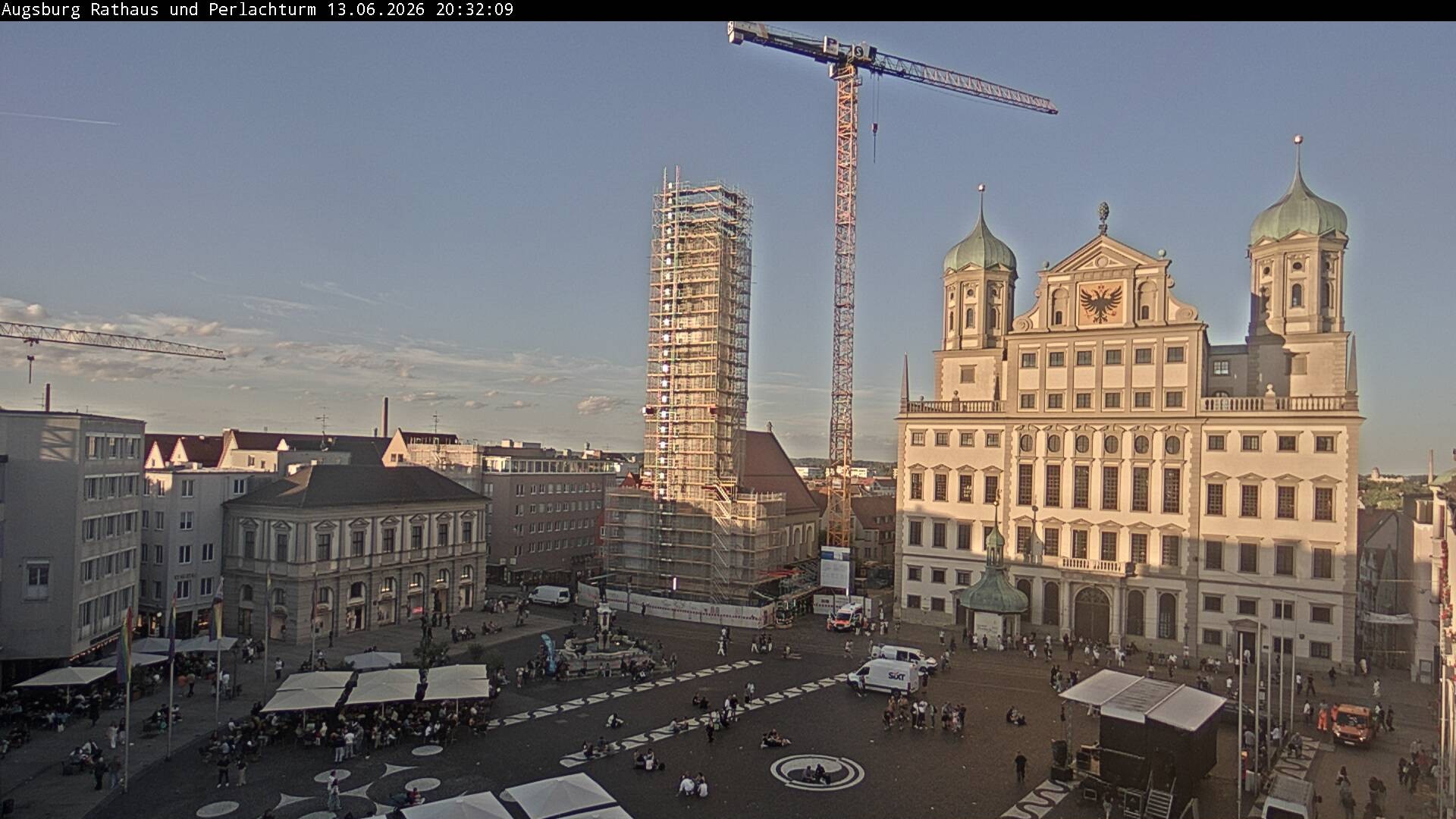 Archiv Foto Webcam Augsburger Rathausplatz und Perlachturm