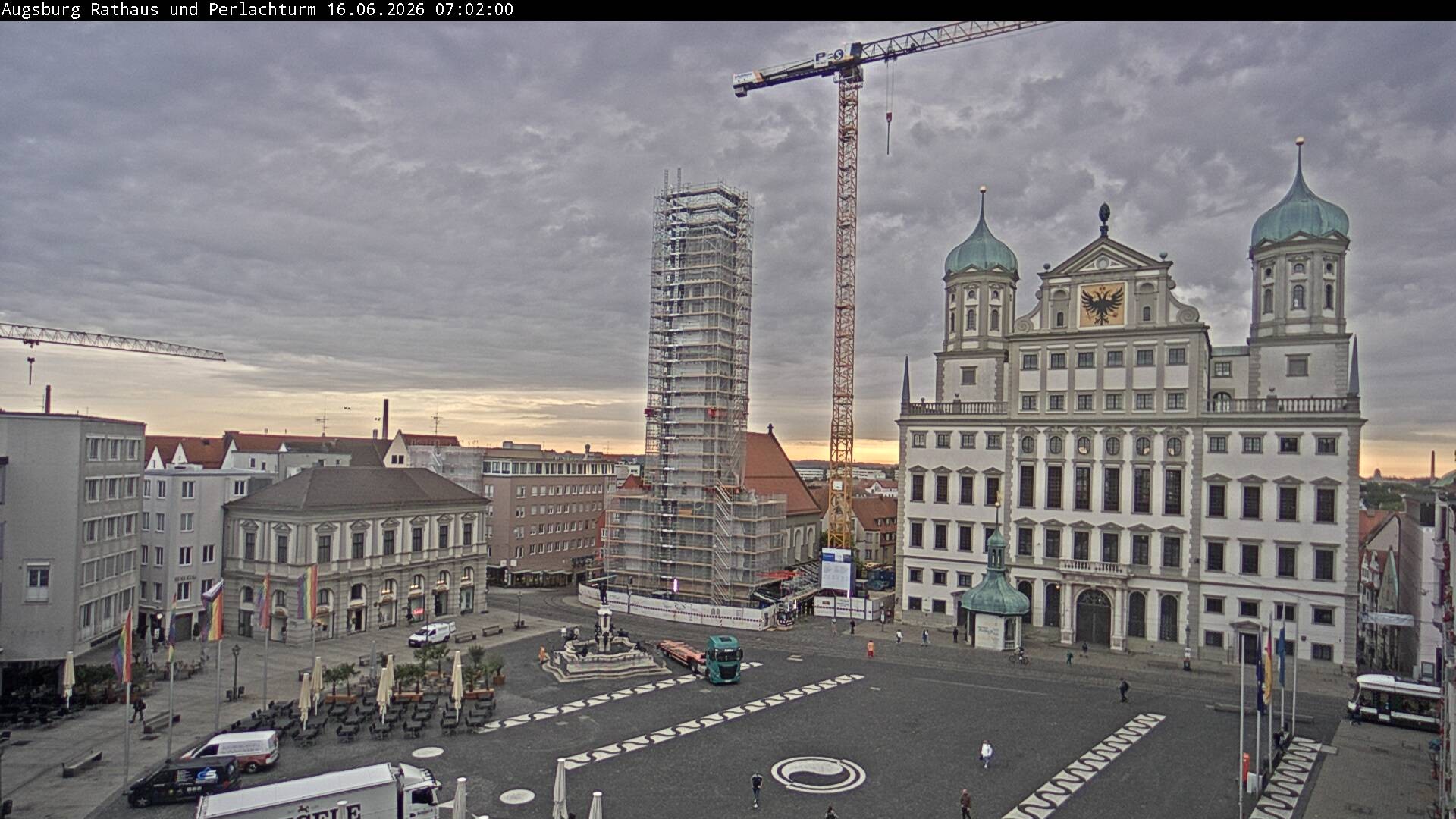 Archiv Foto Webcam Augsburger Rathausplatz und Perlachturm