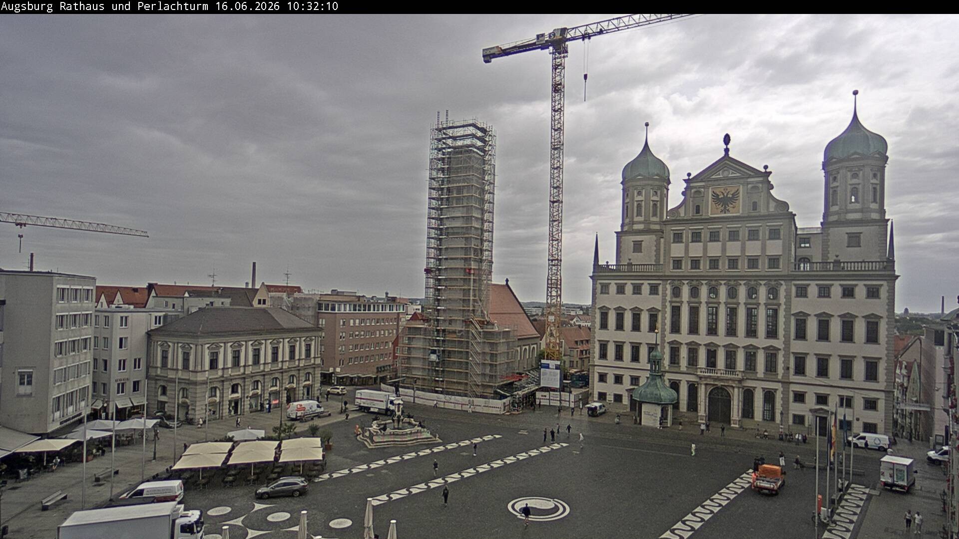 Archiv Foto Webcam Augsburger Rathausplatz und Perlachturm