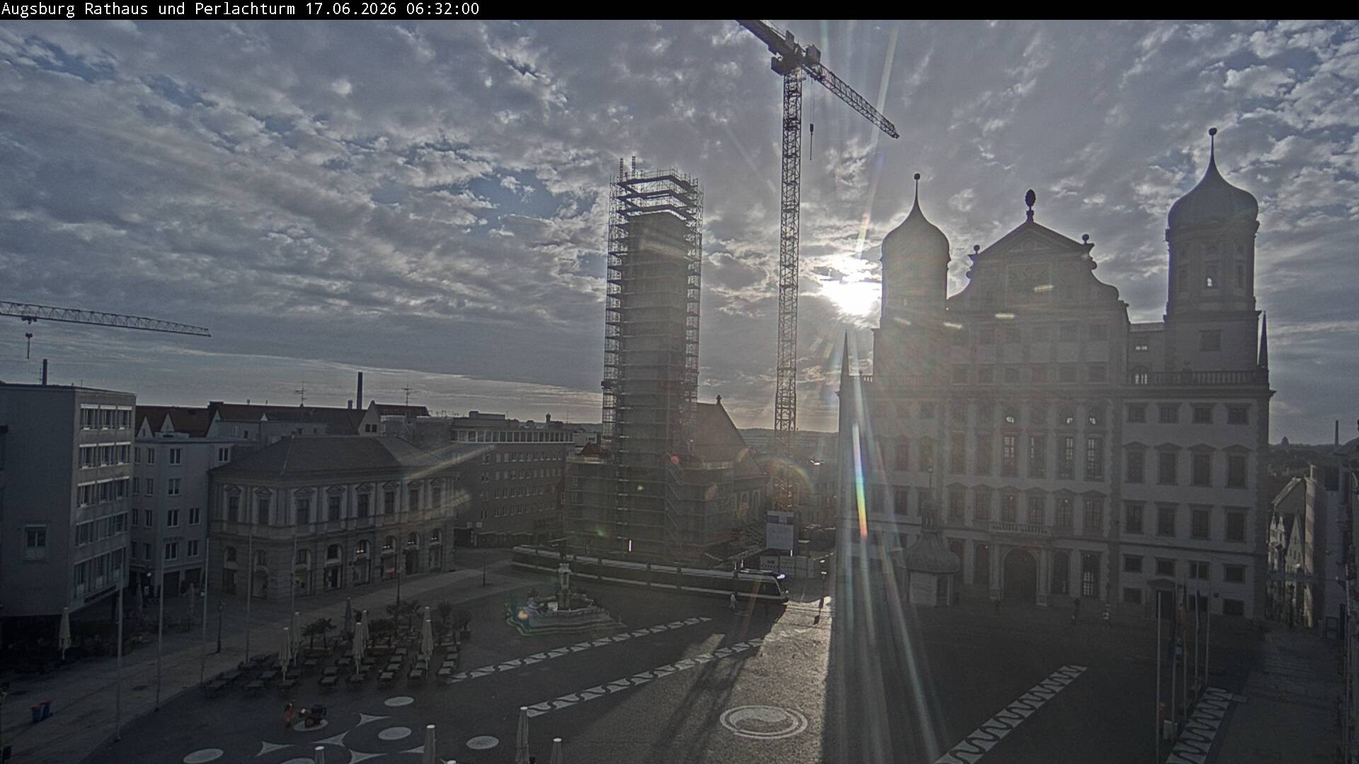 Archiv Foto Webcam Augsburger Rathausplatz und Perlachturm