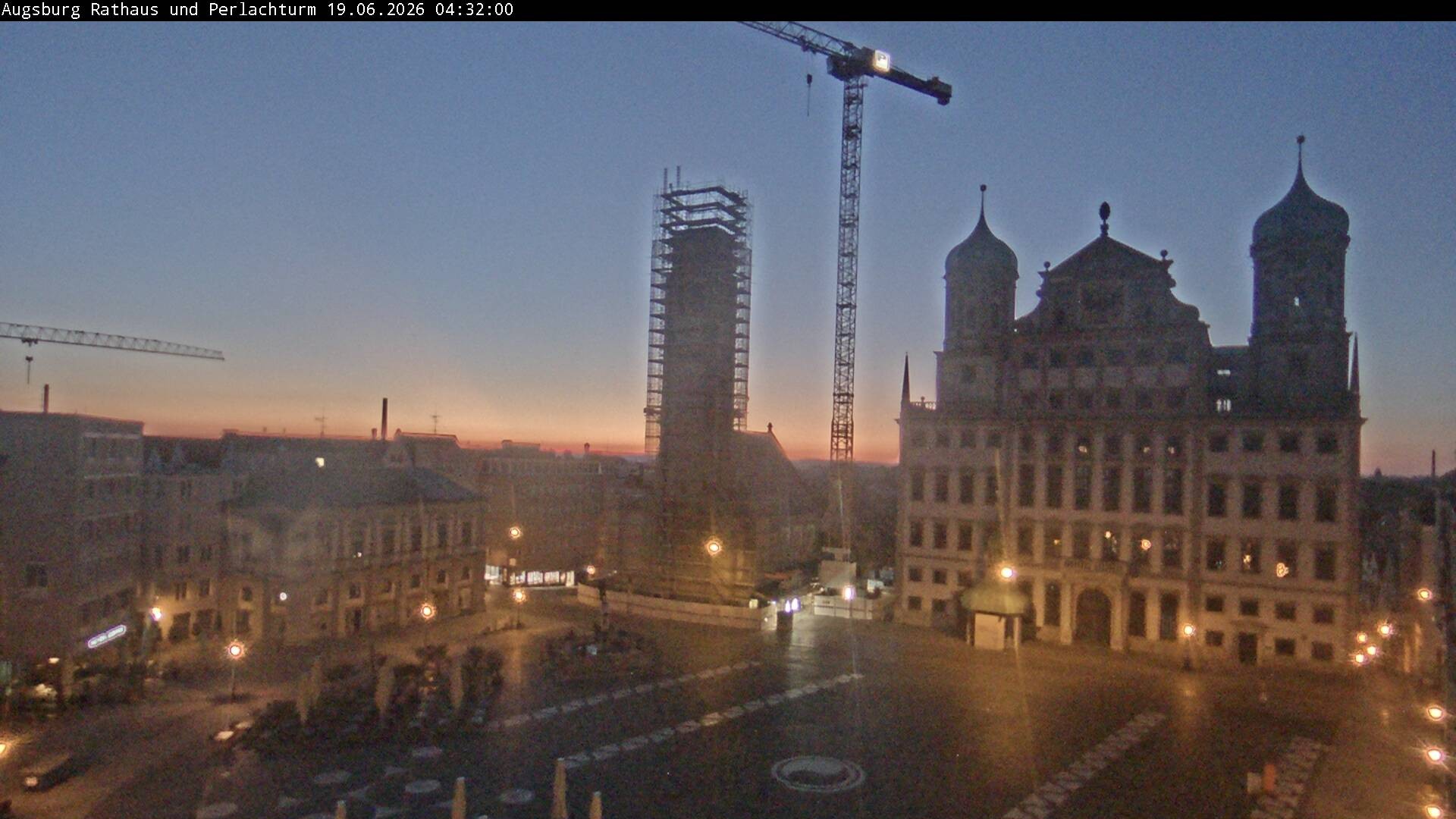 Archiv Foto Webcam Augsburger Rathausplatz und Perlachturm