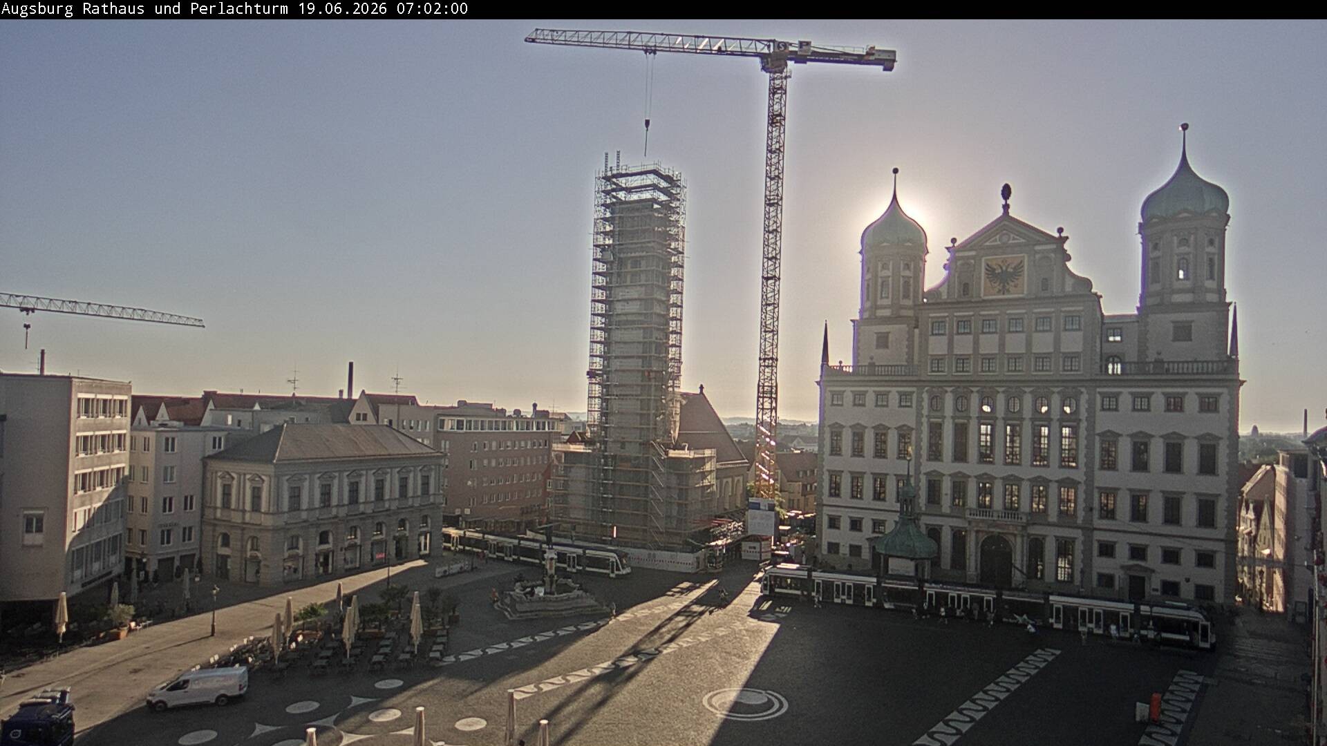 Archiv Foto Webcam Augsburger Rathausplatz und Perlachturm