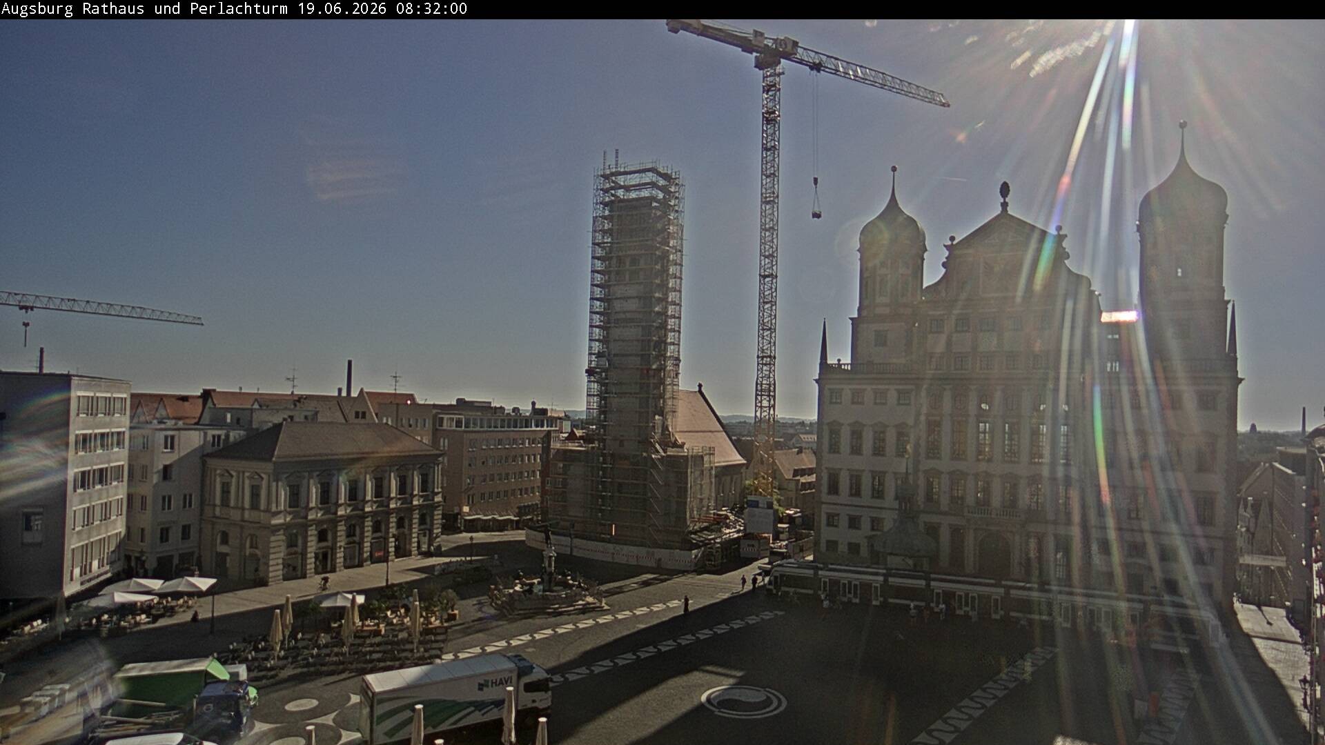 Archiv Foto Webcam Augsburger Rathausplatz und Perlachturm