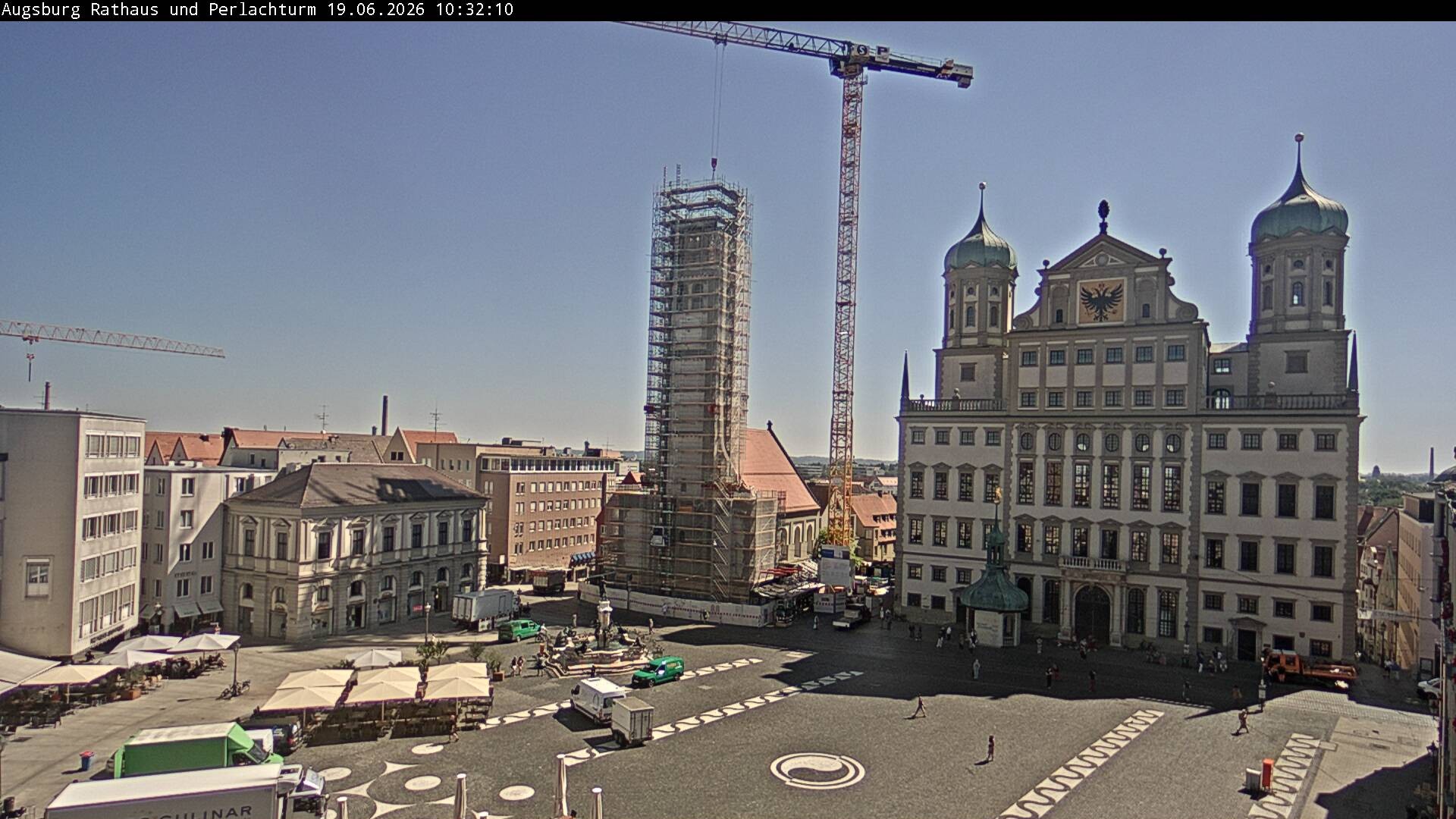 Archiv Foto Webcam Augsburger Rathausplatz und Perlachturm
