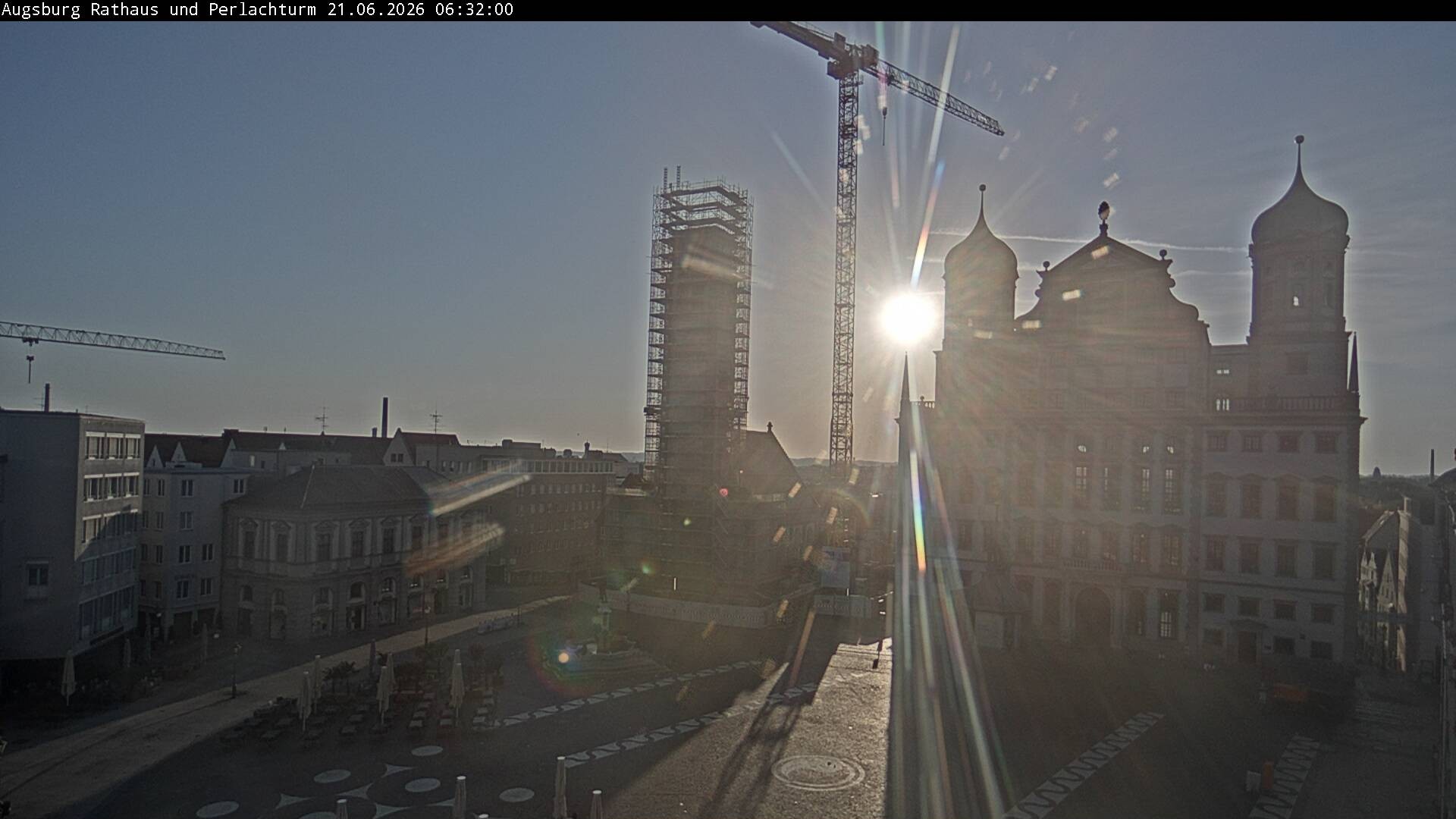 Archiv Foto Webcam Augsburger Rathausplatz und Perlachturm