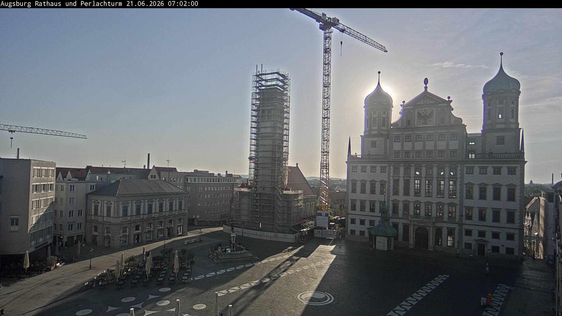 Archiv Foto Webcam Augsburger Rathausplatz und Perlachturm