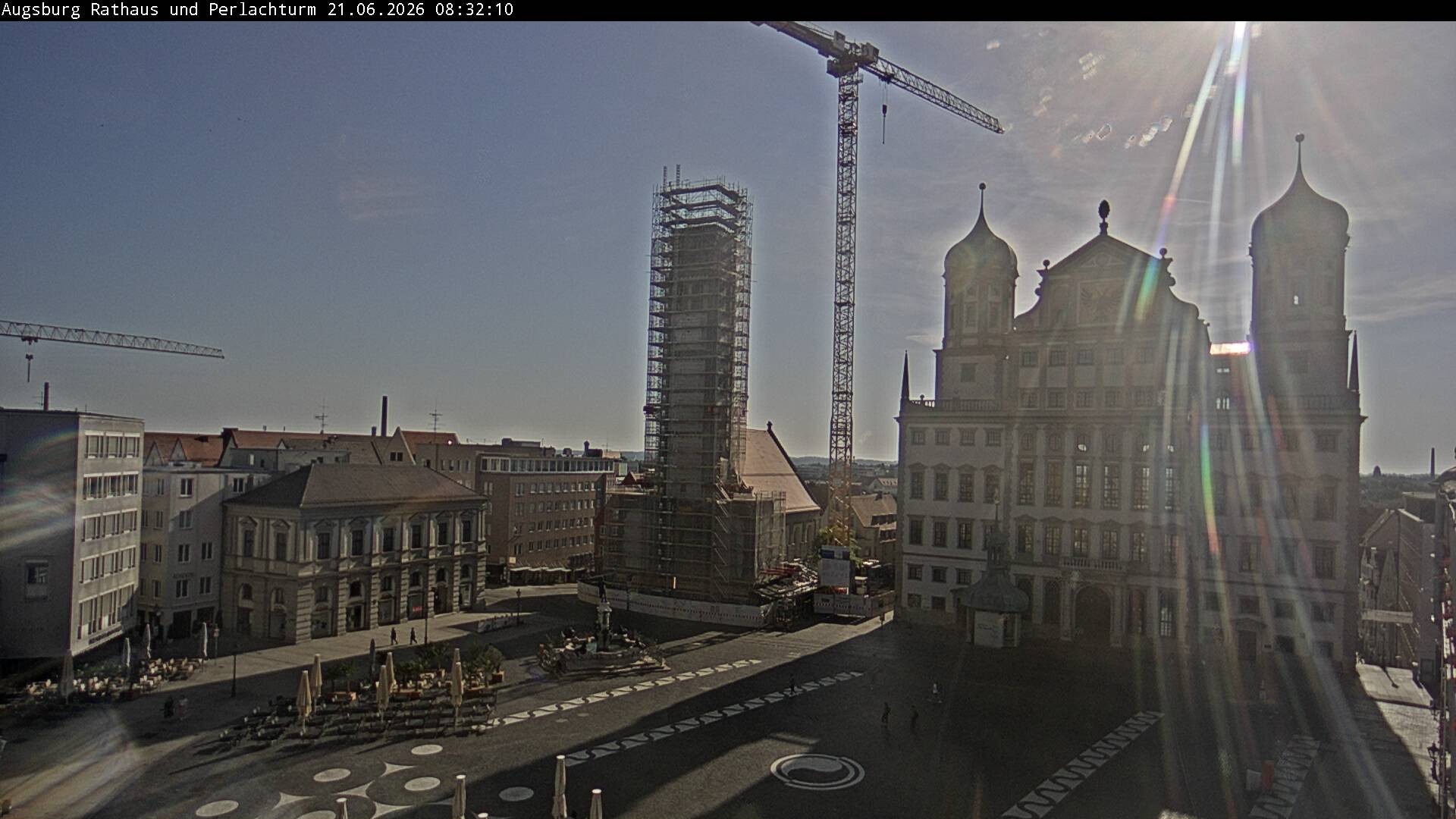 Archiv Foto Webcam Augsburger Rathausplatz und Perlachturm