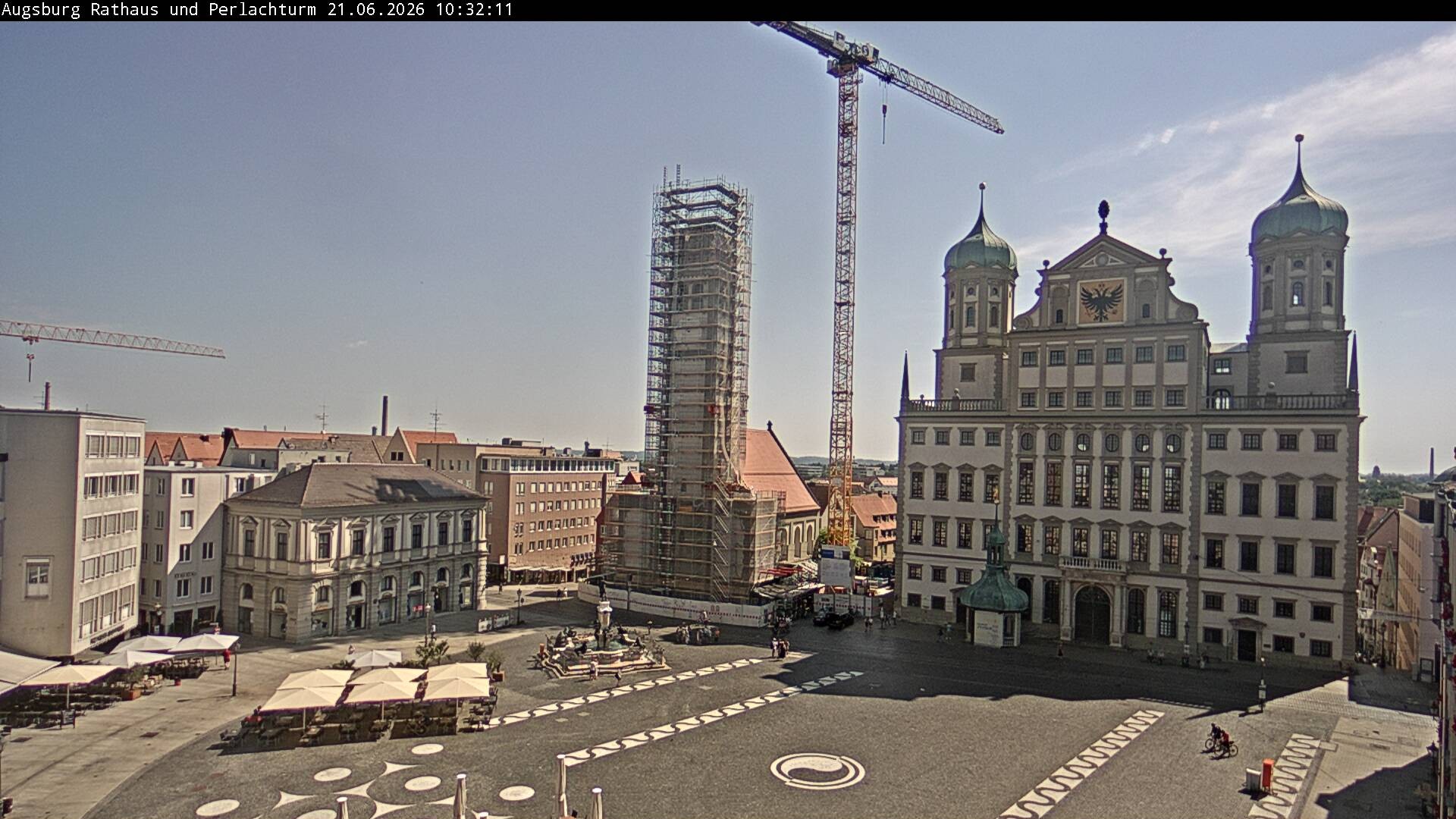 Archiv Foto Webcam Augsburger Rathausplatz und Perlachturm