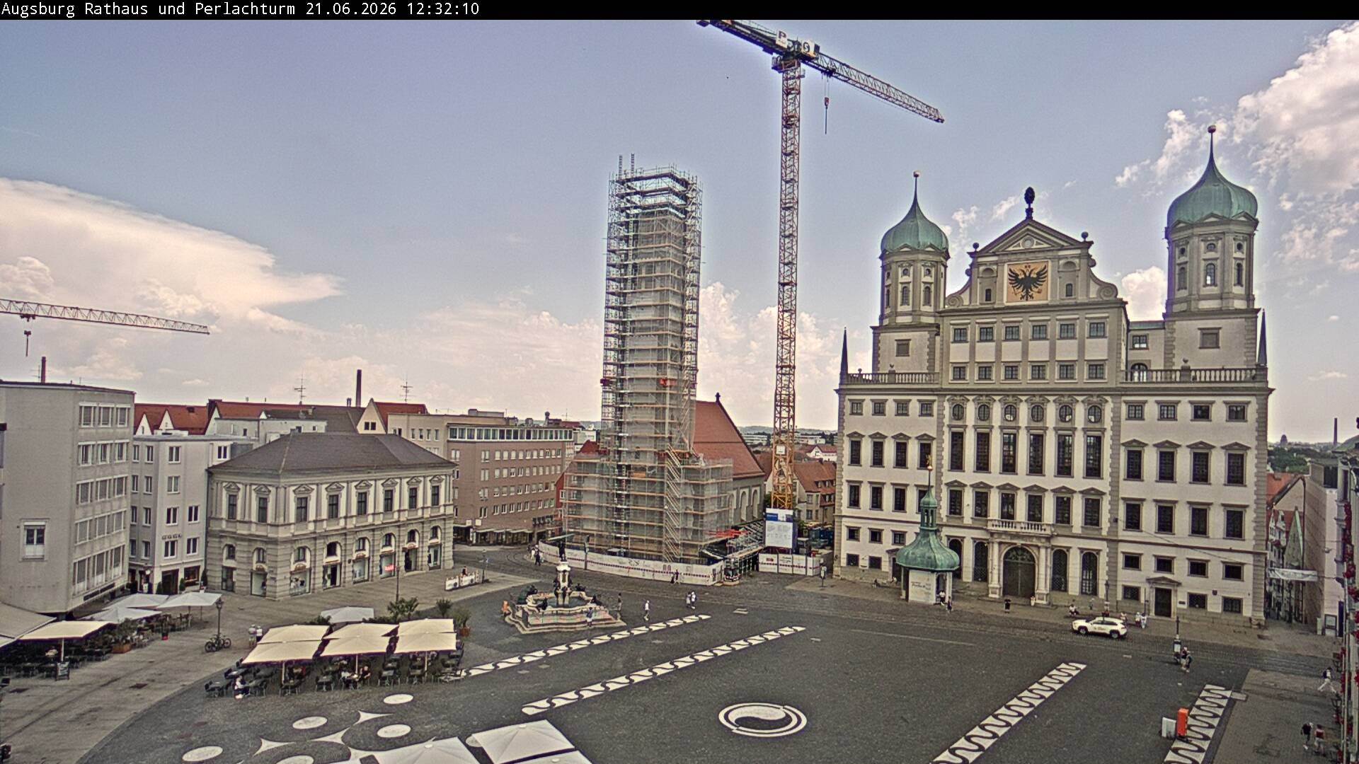 Archiv Foto Webcam Augsburger Rathausplatz und Perlachturm