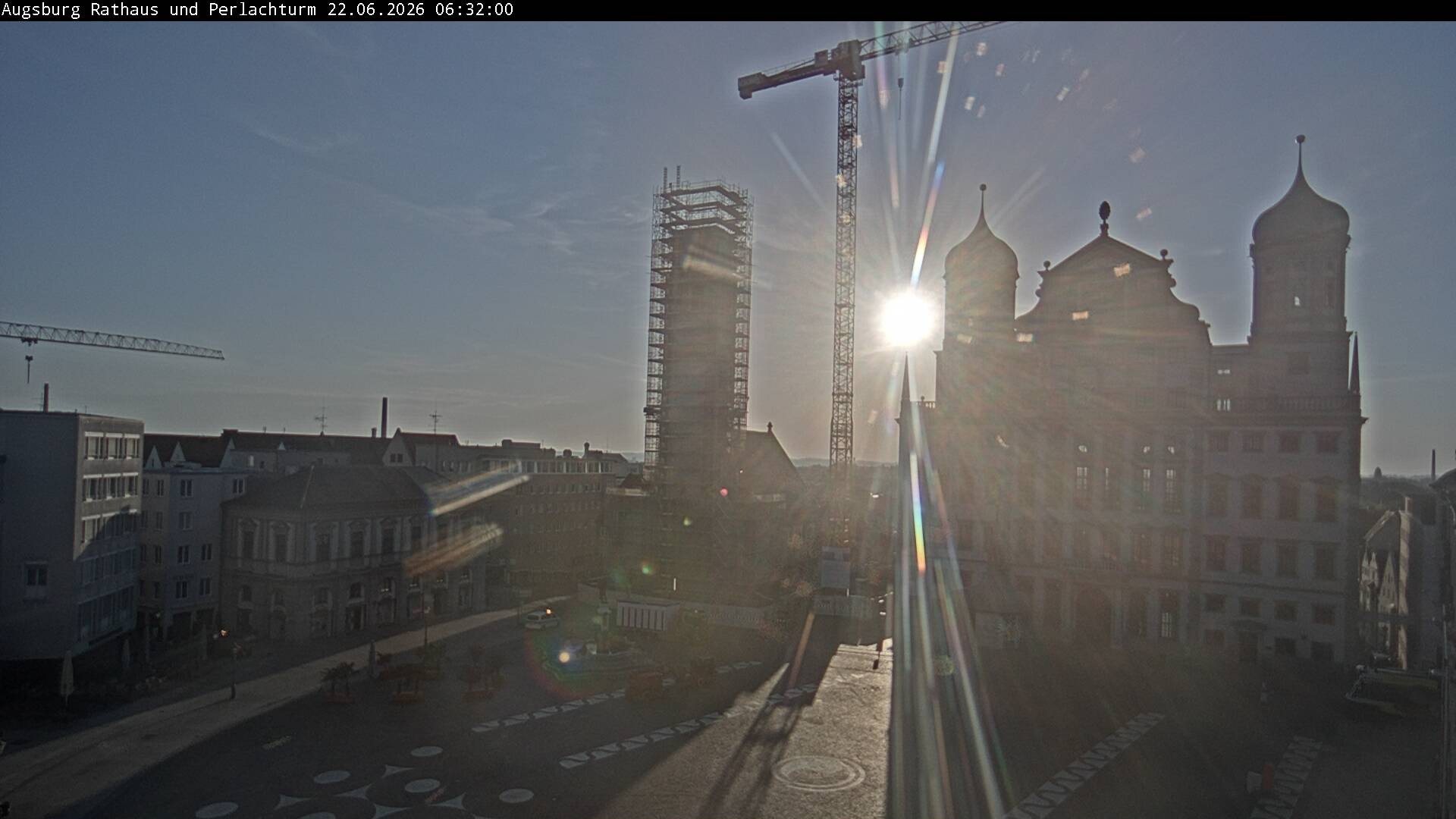 Archiv Foto Webcam Augsburger Rathausplatz und Perlachturm