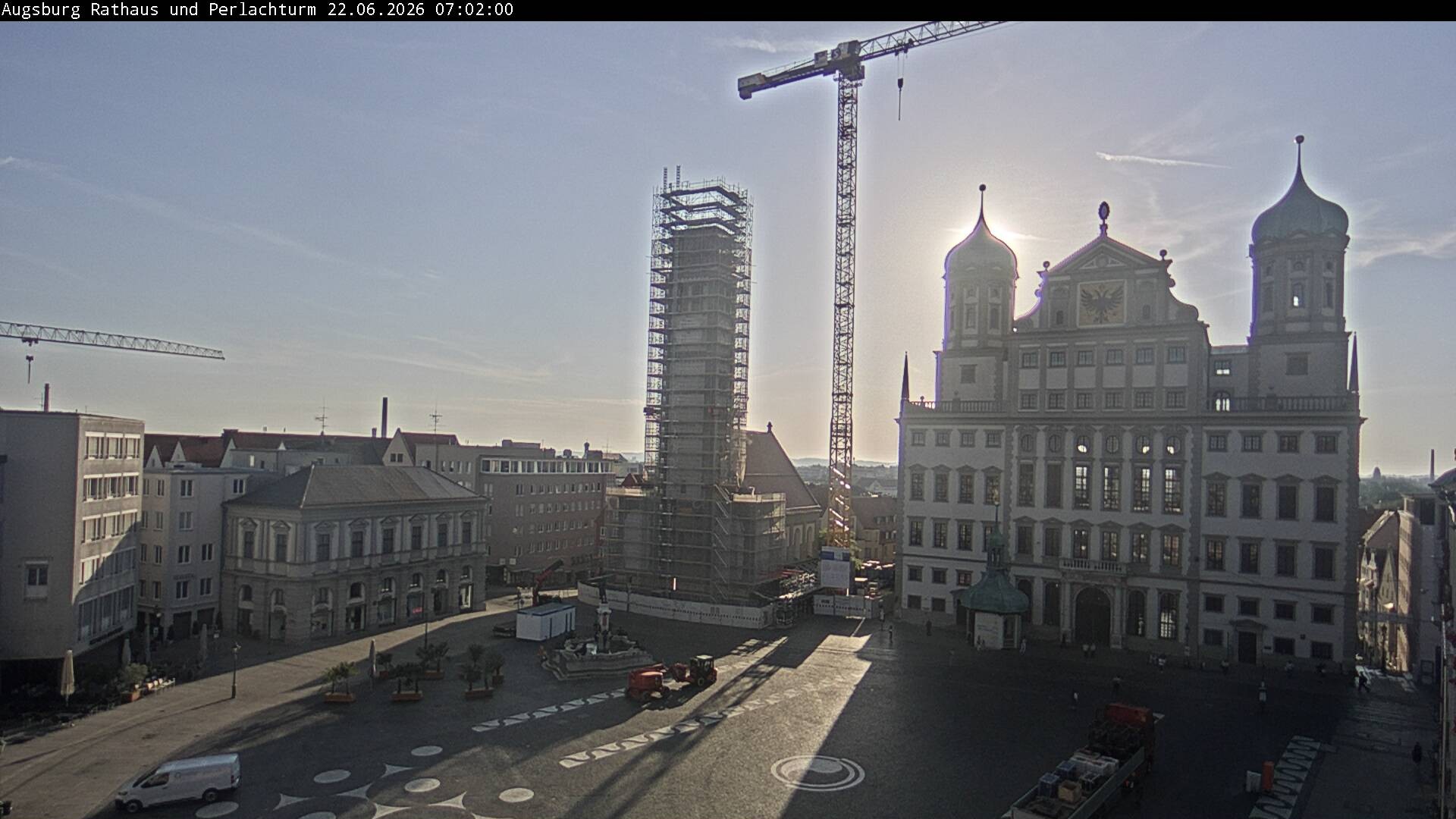 Archiv Foto Webcam Augsburger Rathausplatz und Perlachturm