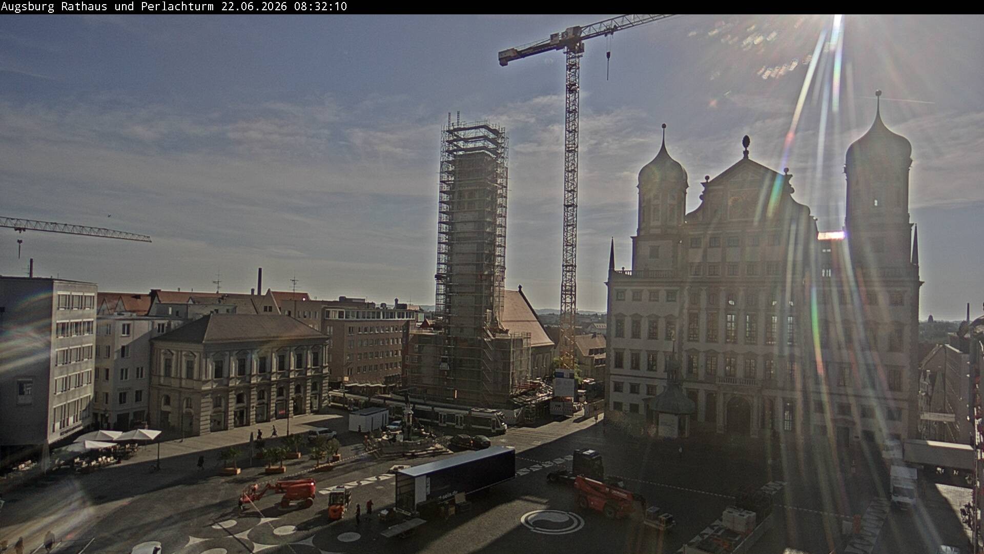 Archiv Foto Webcam Augsburger Rathausplatz und Perlachturm