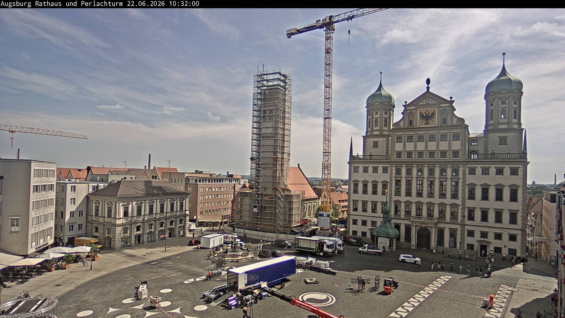 Archiv Foto Webcam Augsburger Rathausplatz und Perlachturm