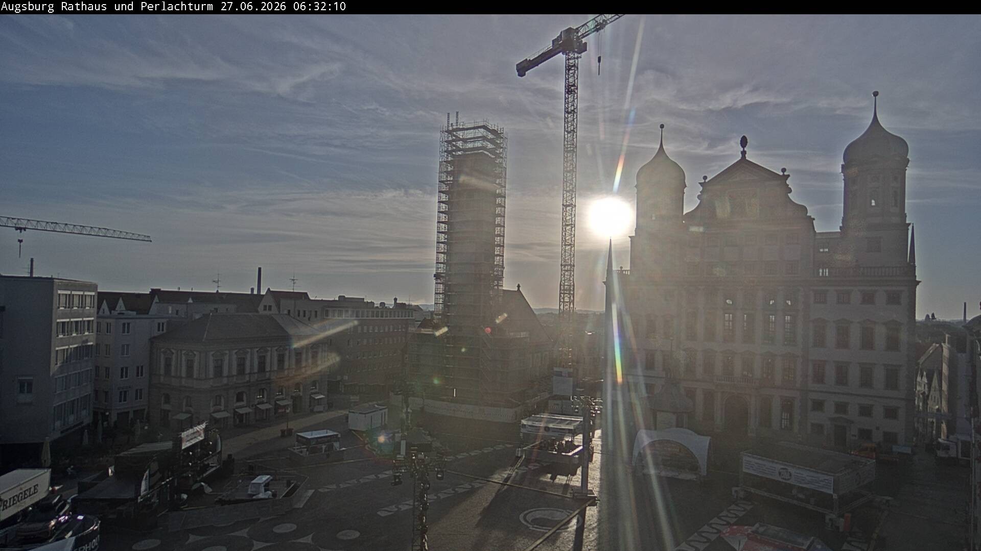 Archiv Foto Webcam Augsburger Rathausplatz und Perlachturm
