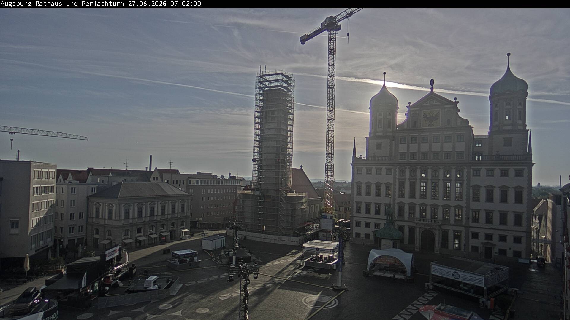 Archiv Foto Webcam Augsburger Rathausplatz und Perlachturm