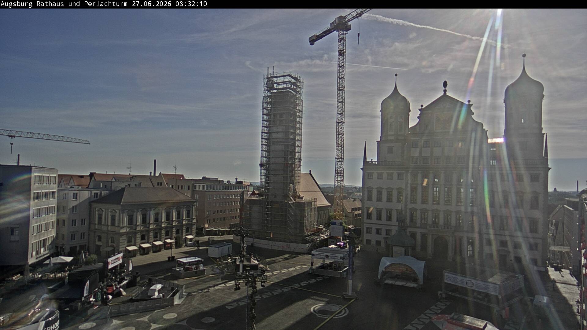 Archiv Foto Webcam Augsburger Rathausplatz und Perlachturm