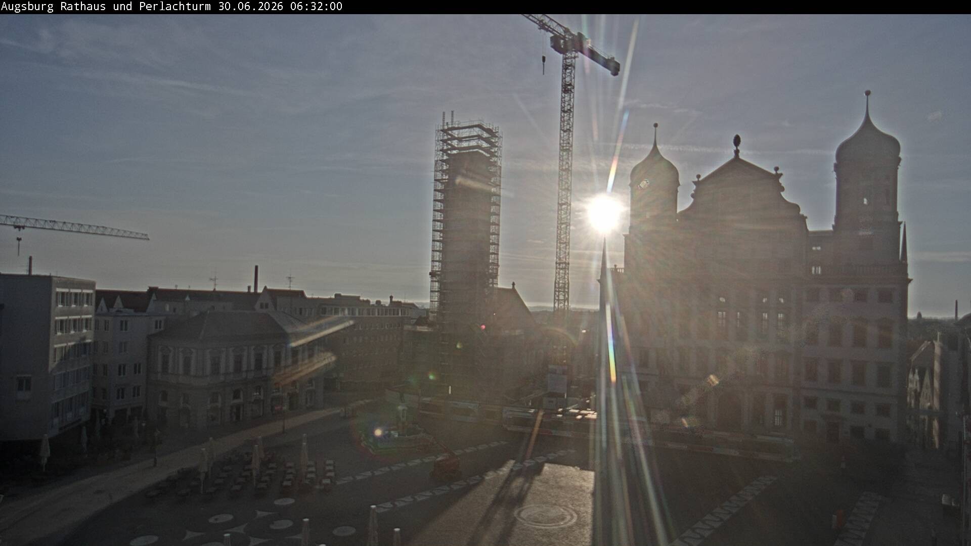 Archiv Foto Webcam Augsburger Rathausplatz und Perlachturm
